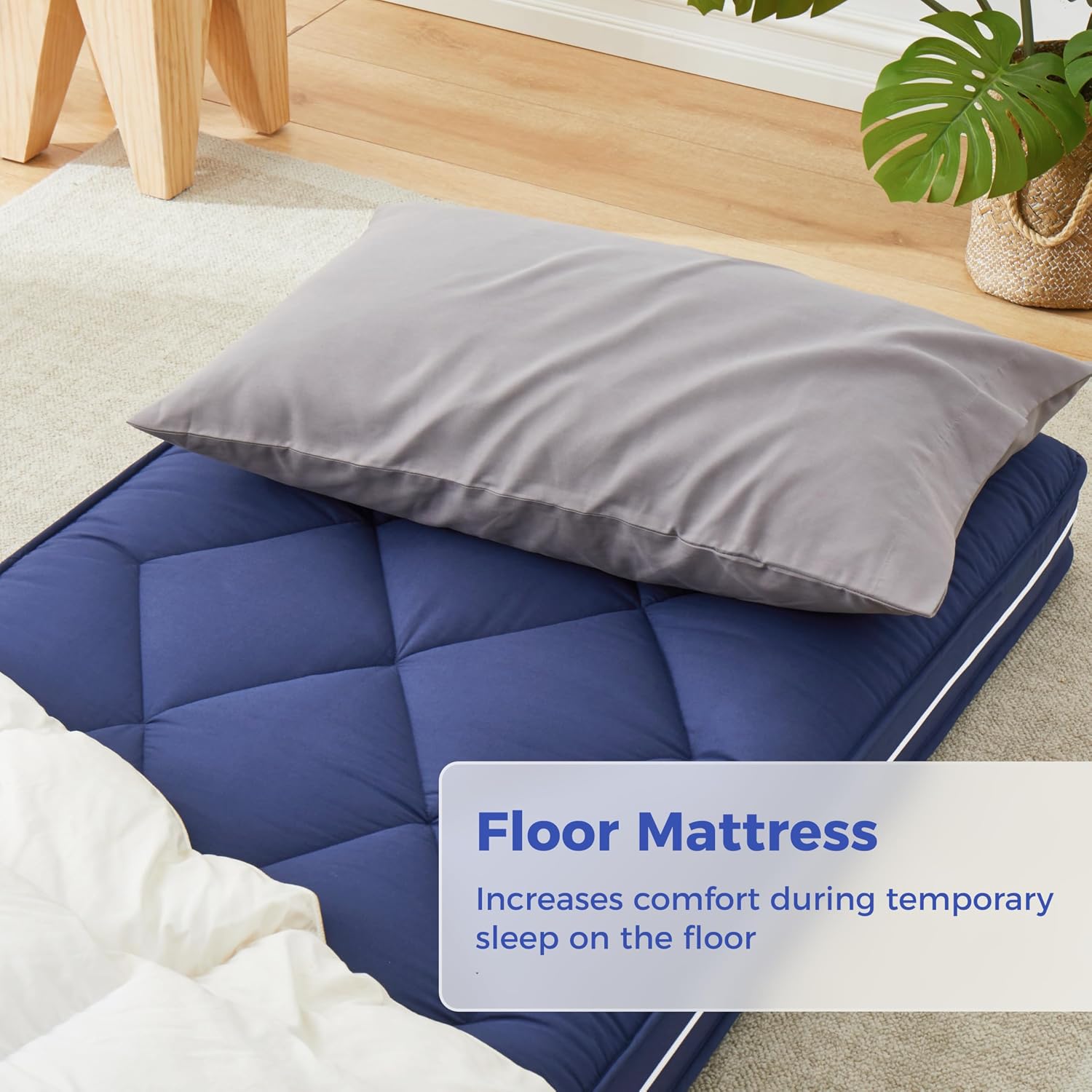 Detalle de Jamdok Single Roll Up Floor Mattress with Memory Foam Topper (190x75x10cm) in Blue