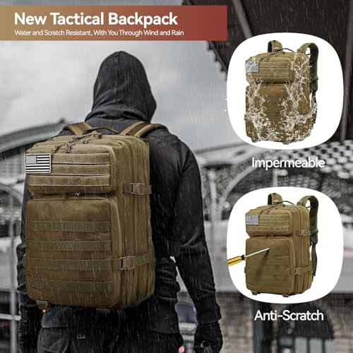 Detalle 2 de Delgeo Mochila Táctica 45L Militar: gran capacidad, impermeable y plegable para montaña, senderismo, camping y viajes