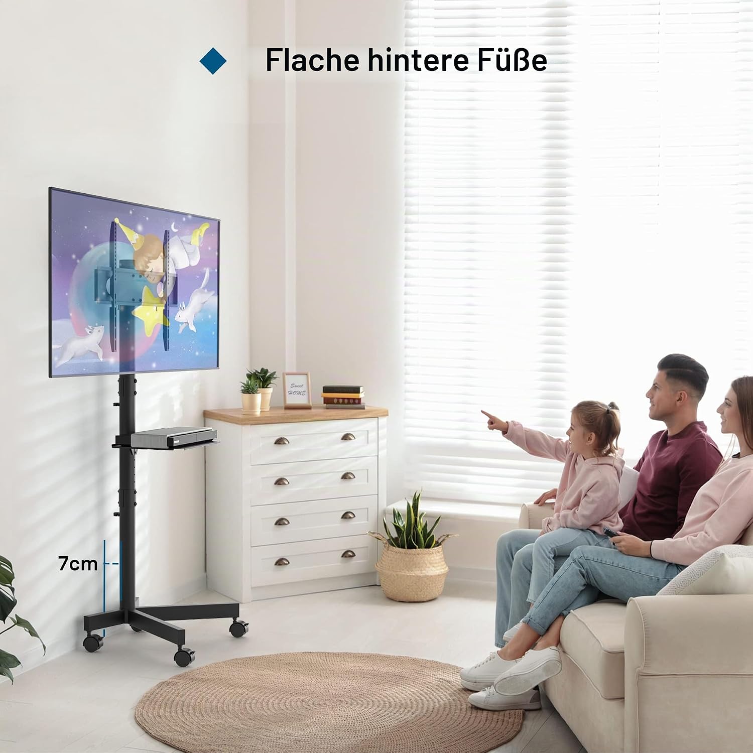 Thumbnail 5 de BONTEC TV Ständer Rollbar 23–60 Zoll Höhenverstellbar