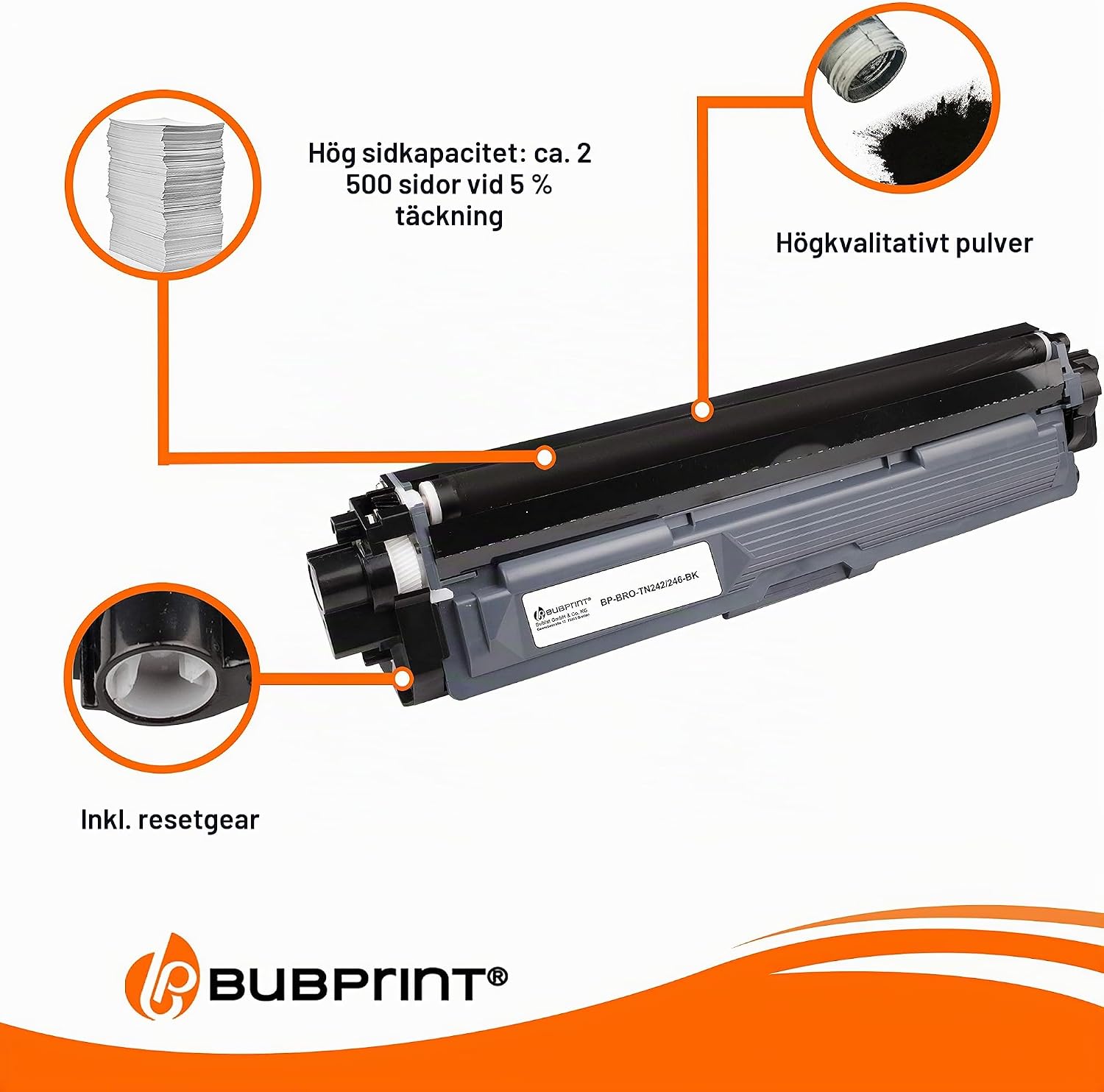 Detalle de Bubprint TN-242BK/TN-246BK svart toner – kompatibel, cirka 2 500 sidor