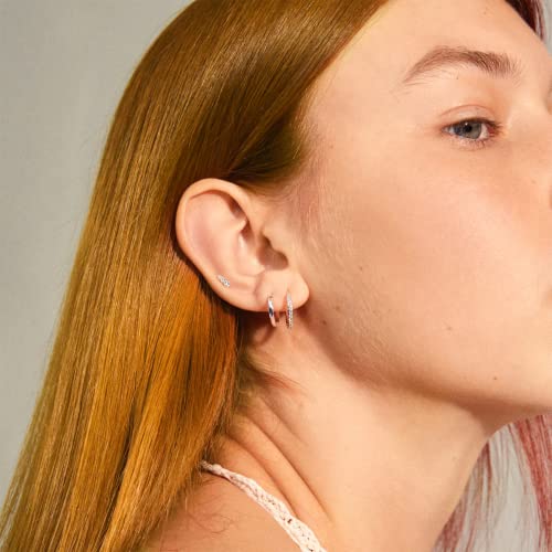 Detalle 2 de PABBEU Silver Hoops Earrings for Women – 6 Pairs of 925 Sterling Silver with Cubic Zirconia