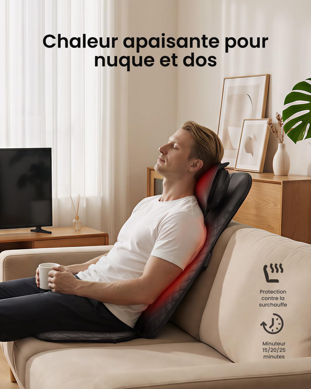 Thumbnail 4 de RENPHO Siege Massant : Coussin de Siège Shiatsu avec Chauffage для Cou et Dos