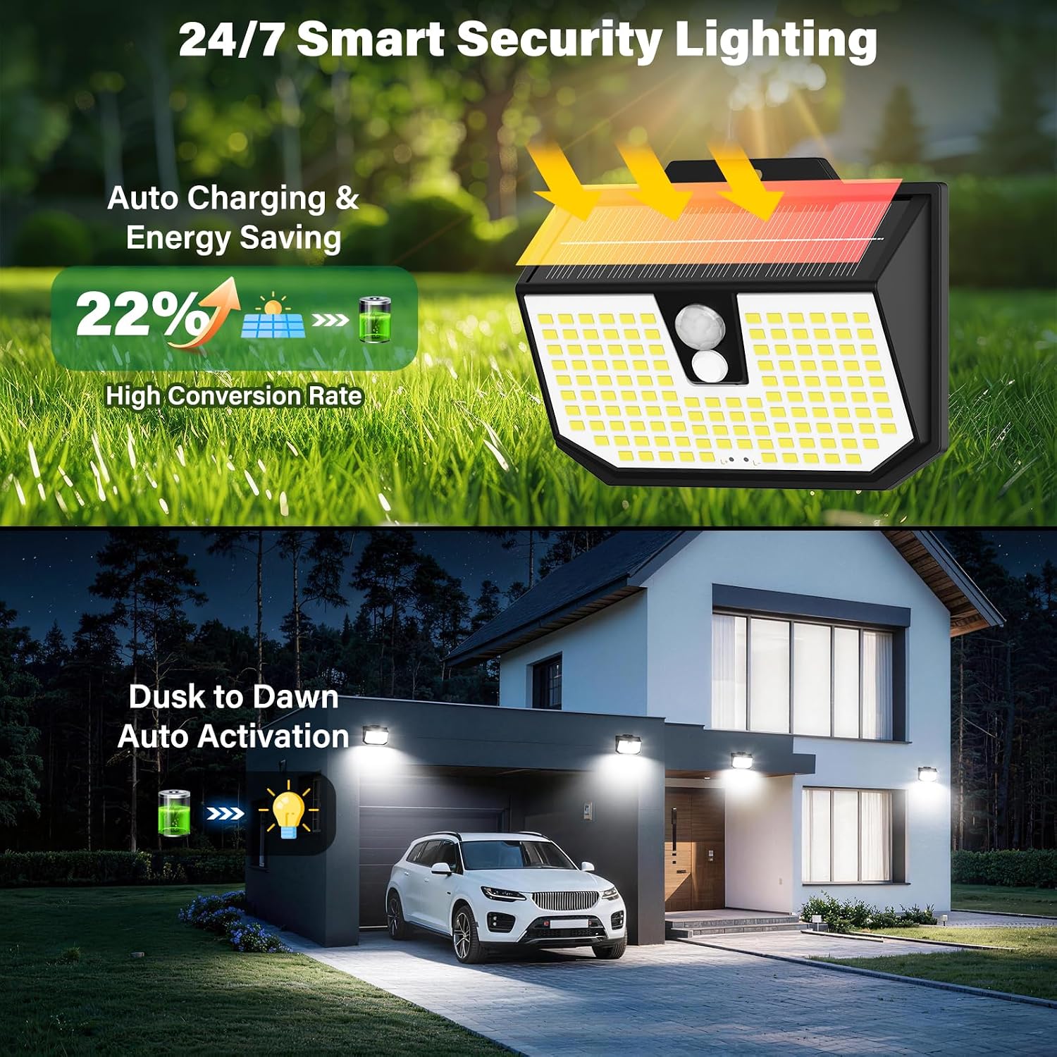 Detalle 2 de Solar Motion Sensor Lights Outdoor Garden, 3 Pack 132 LED with 3 Modes