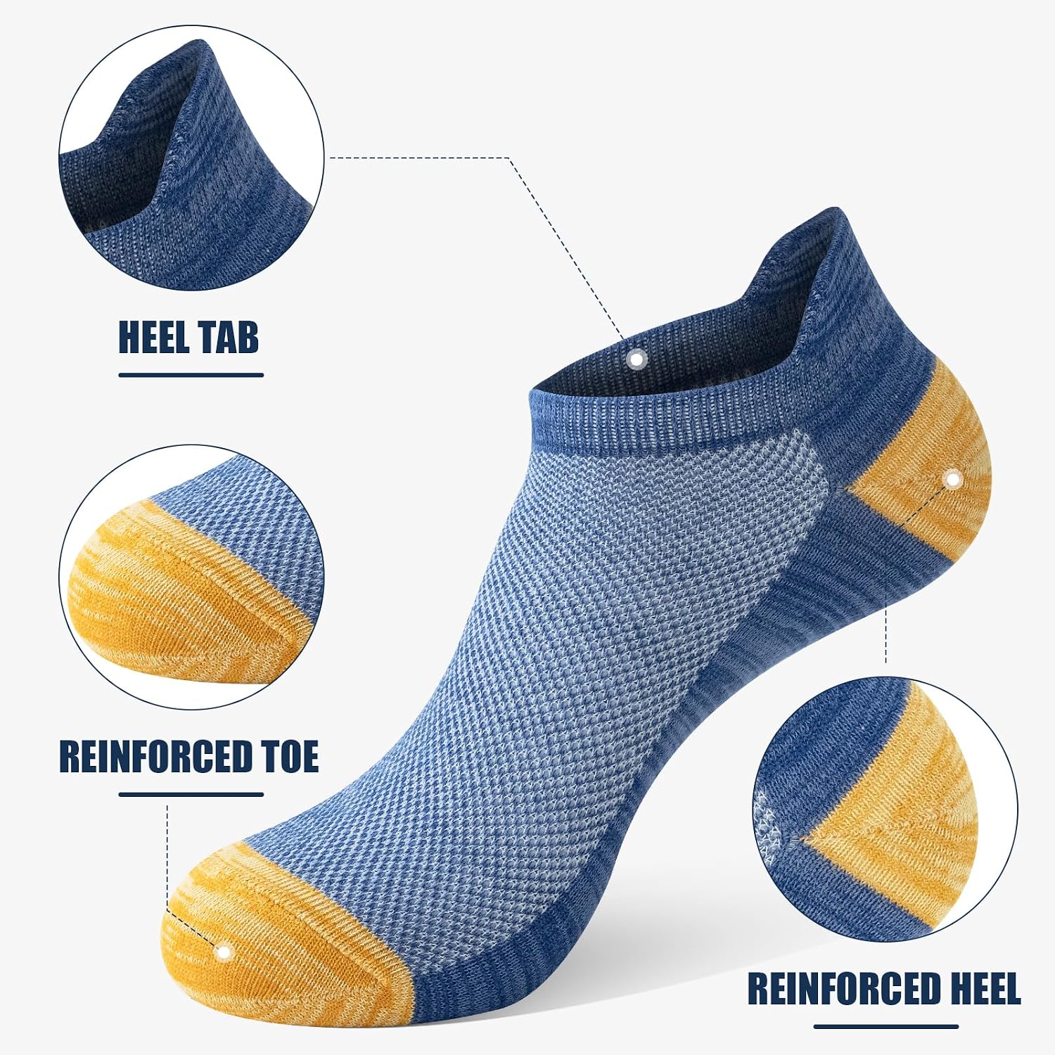 Detalle 2 de Niofind Mens Trainer Socks 8/10 Pairs: Breathable Low Cut Ankle Socks for Sports, Walking and Gym