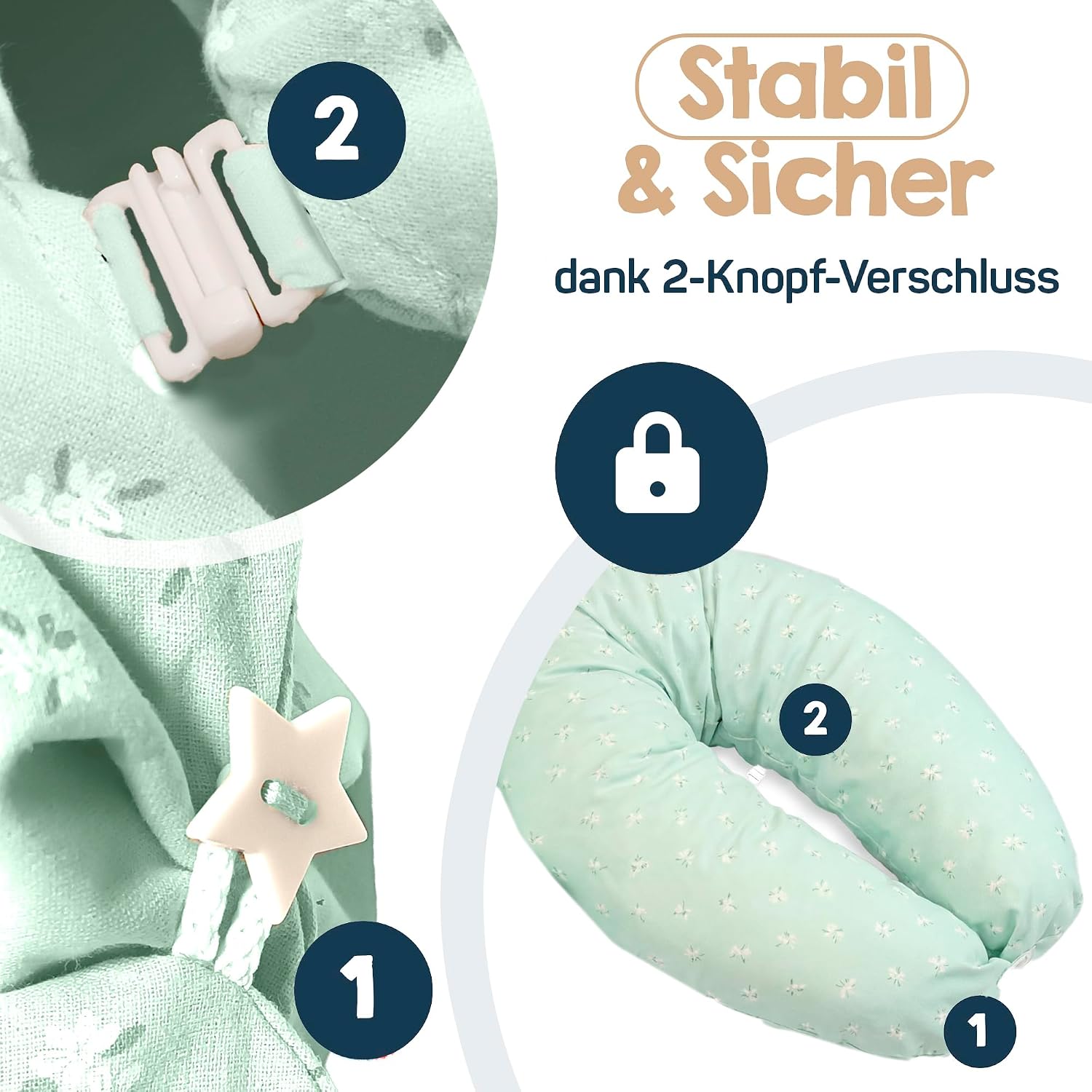 Detalle 2 de Baby's Stillkissen XXL – Geprüftes Schwangerschaftskissen, 190 cm