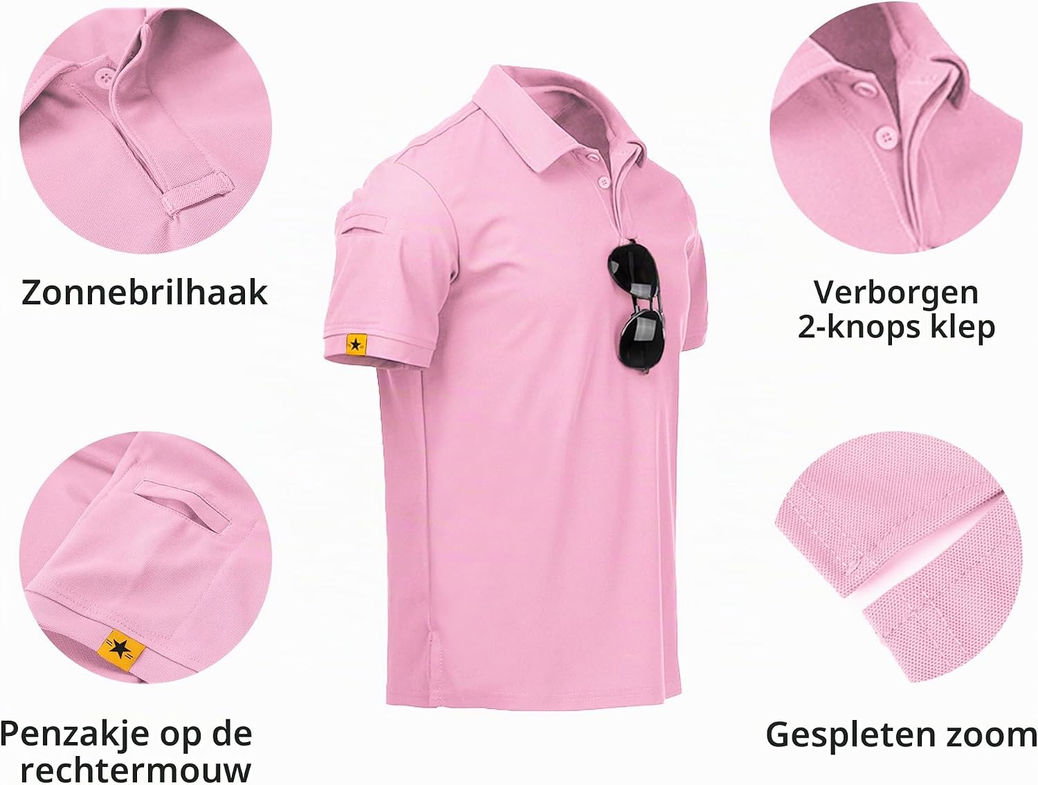Detalle 1 de geeksport poloshirt heren korte mouw voor sport en golf, ademend en sneldrogend