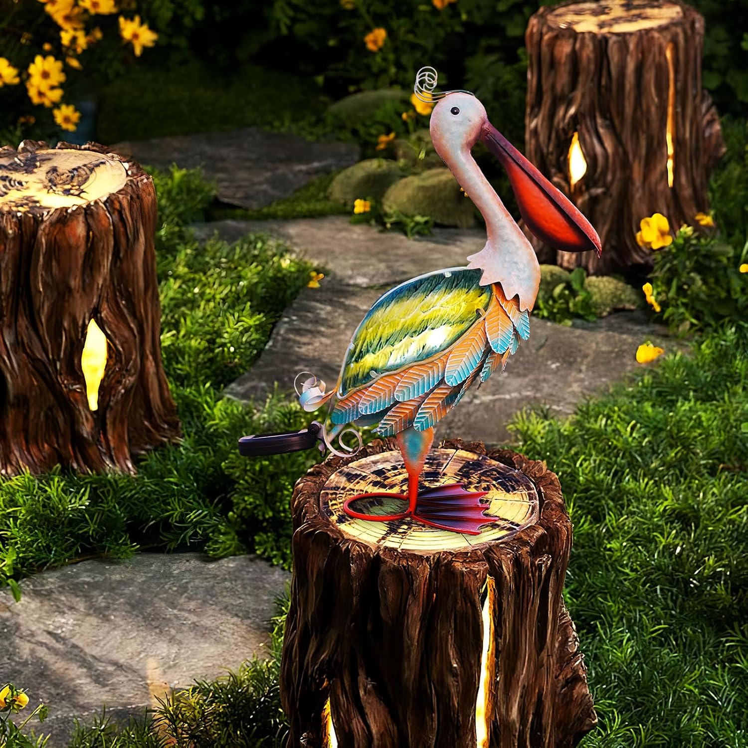 Detalle de HONGLAND 19 Inch Solar Pelican Garden Statue 🦅