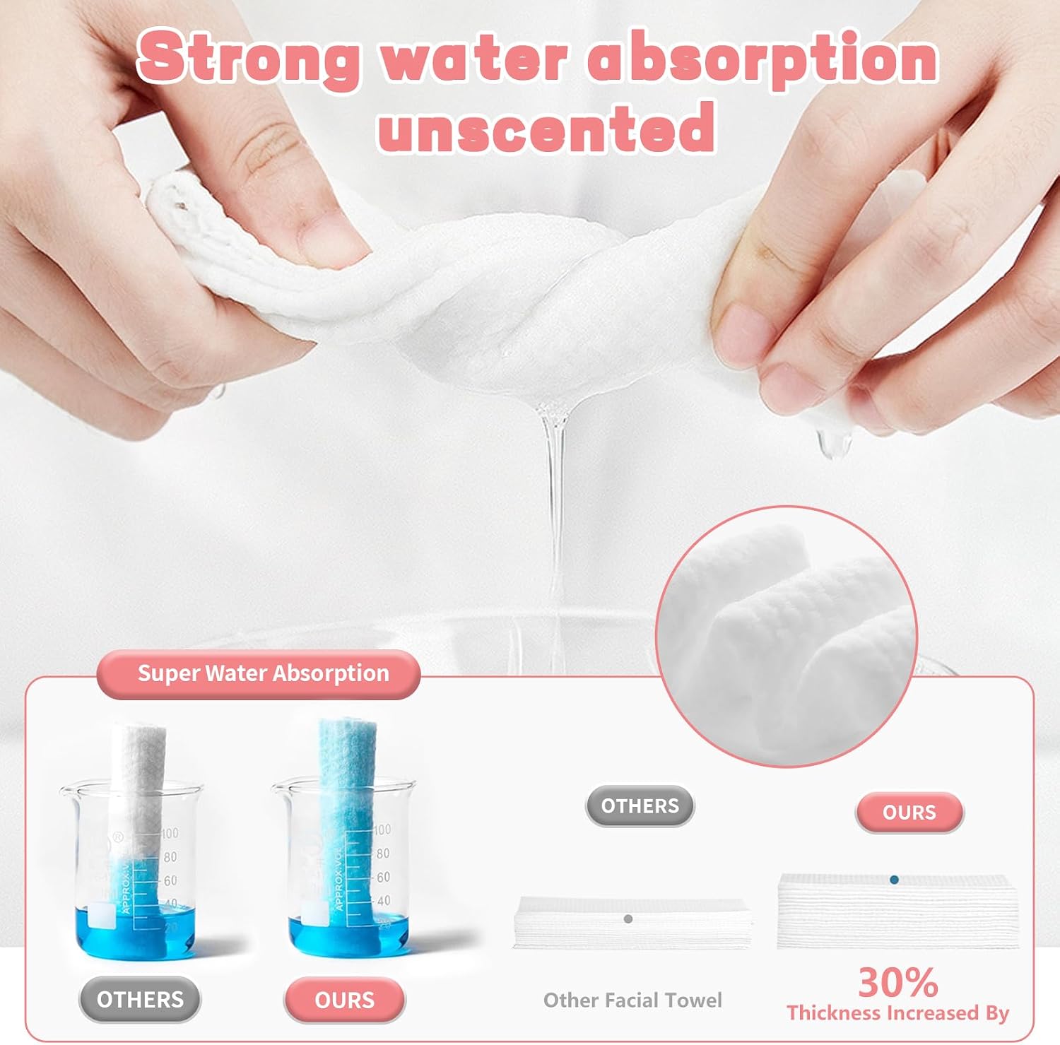 Thumbnail 5 de Disposable Face Towel 200 Count: Soft Cotton, Double-Sided, Lint-Free for Sensitive Skin