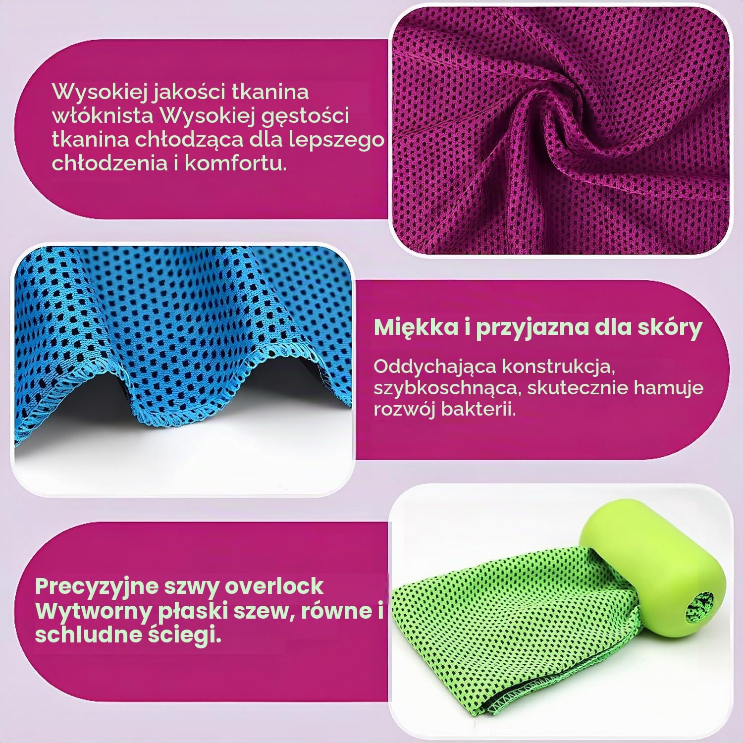 Detalle de TRUEIN Ct-100x30-4pk – zestaw 4 ręczników chłodzących z mikrofibry