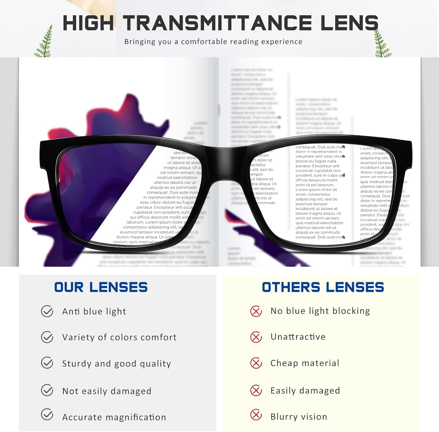 Detalle de AIMISUV 5 Pack Reading Glasses for Women and Men – Blue Light Blocking Computer Readers with UV Glare Reduction