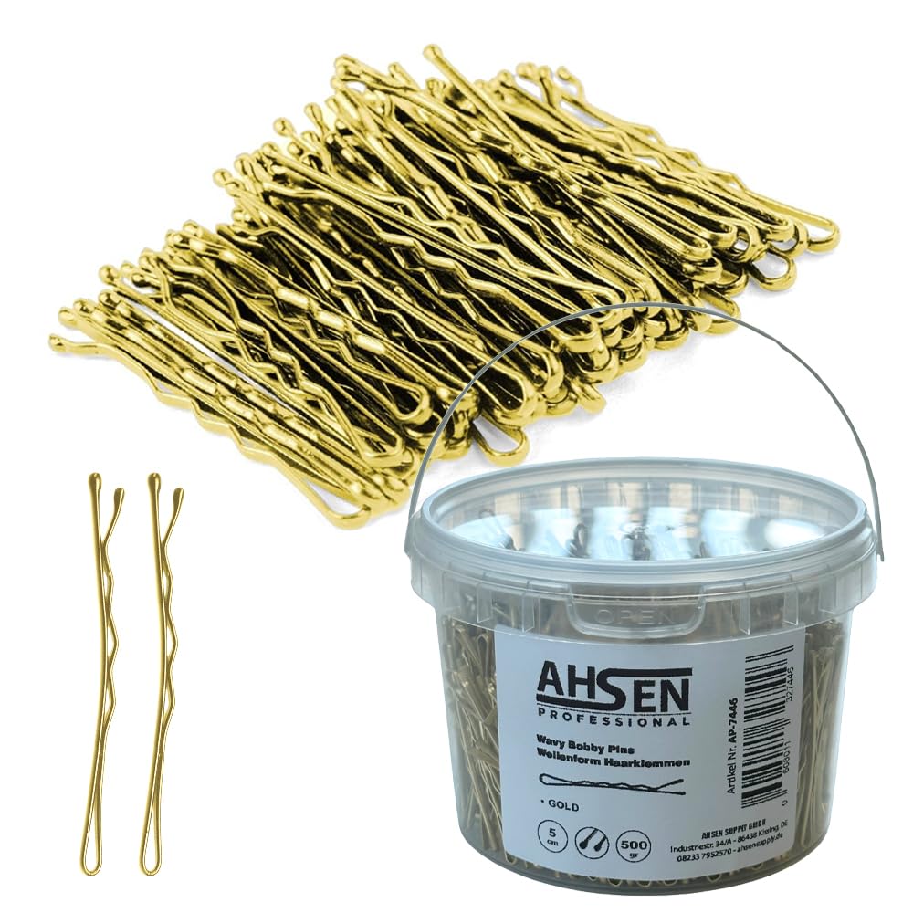 Detalle de Ahsen Professional Wavy U‑Shaped Hair Pins 5 cm Braun – mit Aufbewahrungsbox