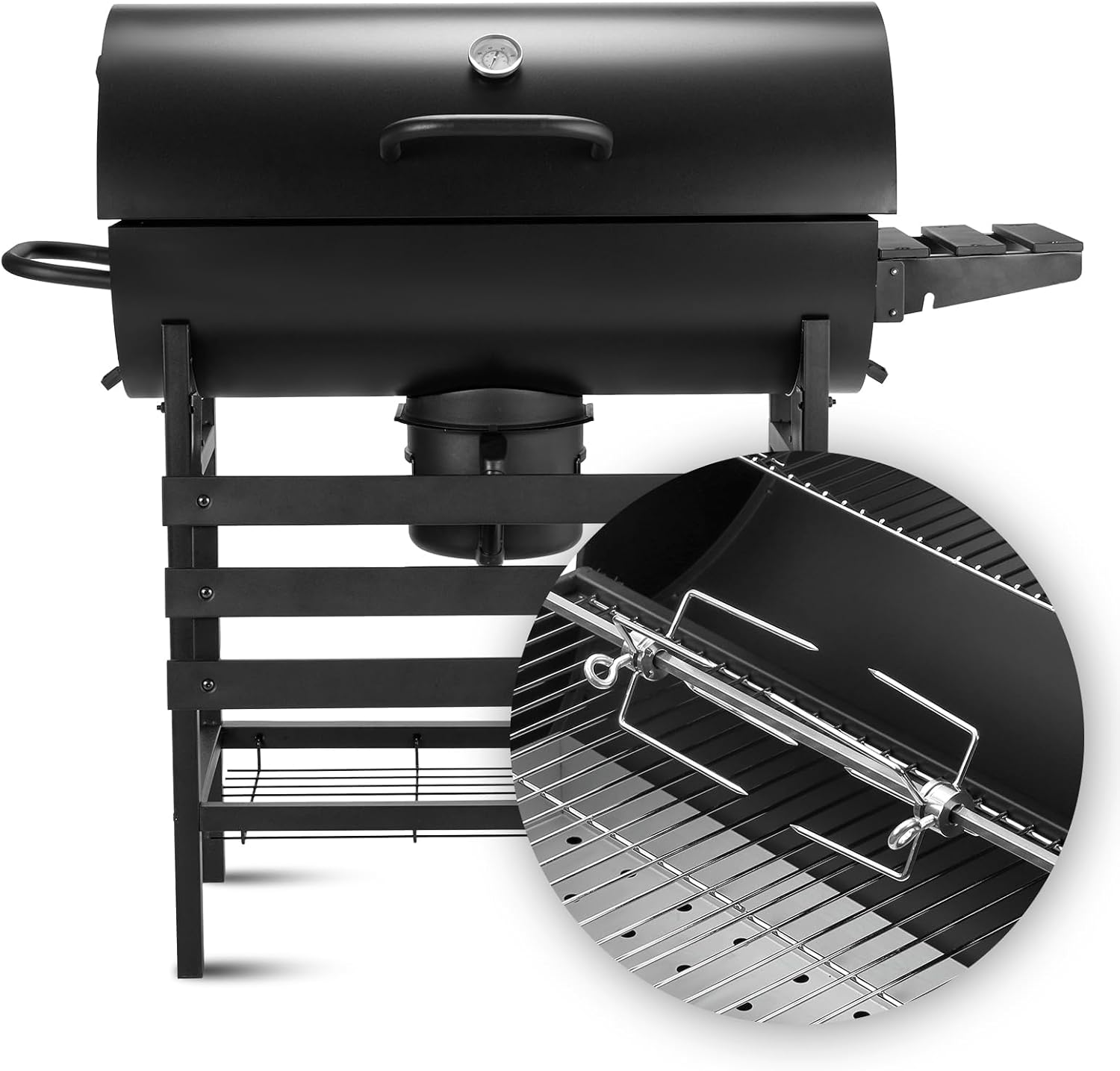 Detalle de TEENO Barbecue a carbonella XXL con griglia 70x35 cm, termometro e cassetto cenere