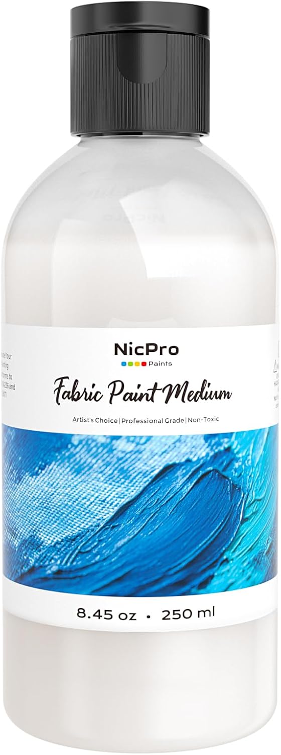 Detalle de Nicpro 8.45 fl oz Fabric Medium for Acrylic Paint, Washable and Fade Resistant
