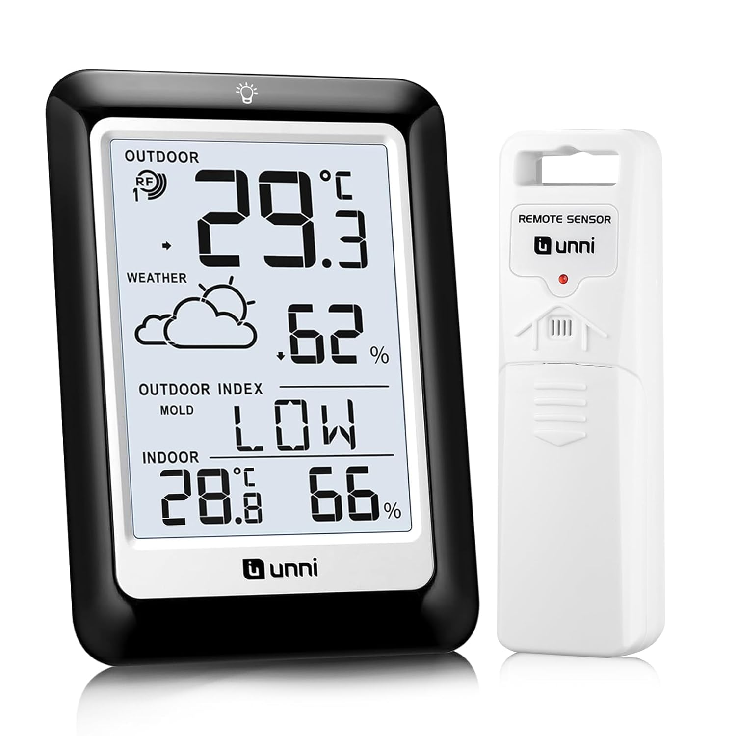 Thumbnail 6 de U UNNI Funk-Wetterstation mit Außensensor (Batterie oder USB), Wettervorhersage & 3 Helligkeitsstufen