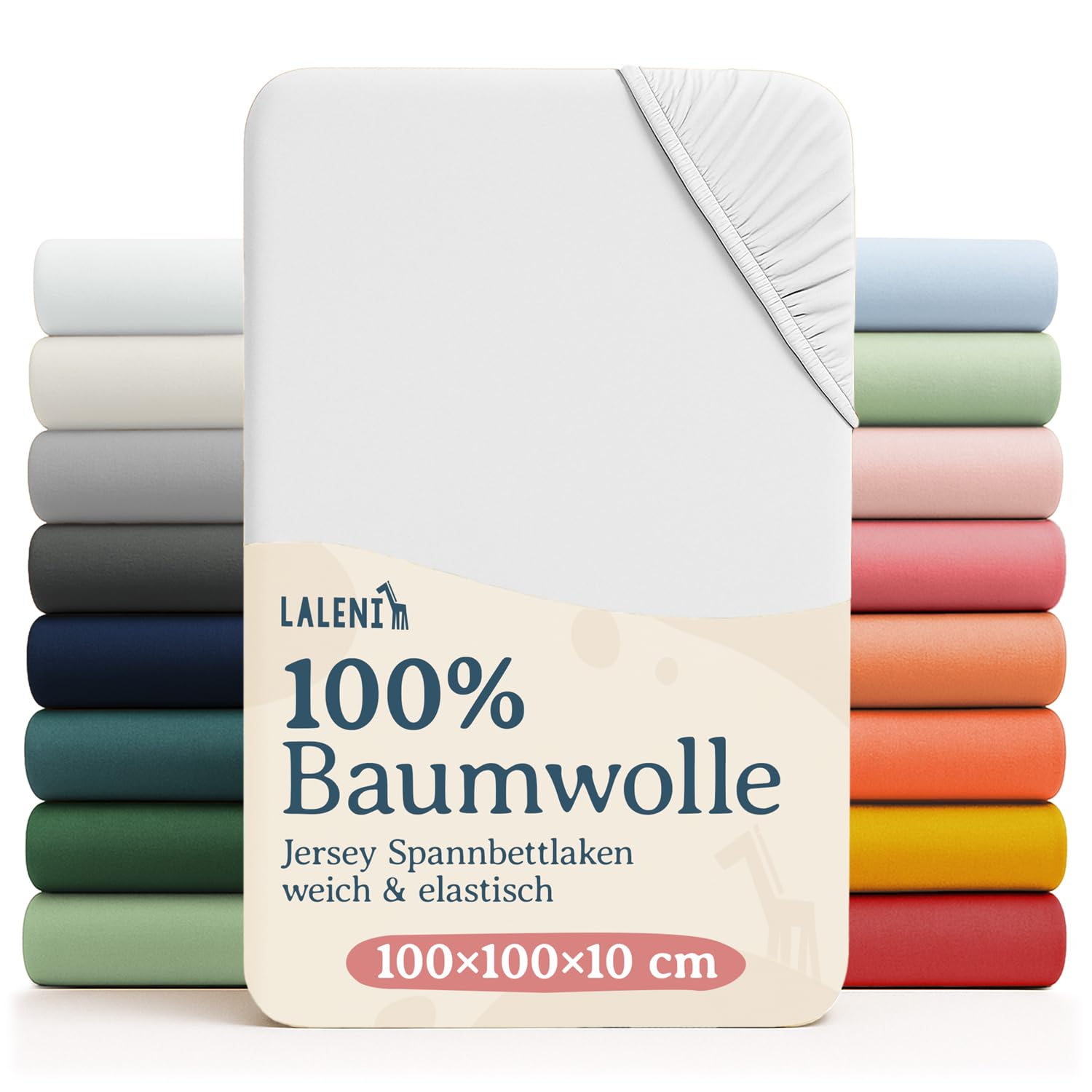Detalle de Laleni Jersey Spannbettlaken 100x100 cm (2er-Set), 100% Baumwolle, für Baby-Beistellbett & Laufgitter, Weiß