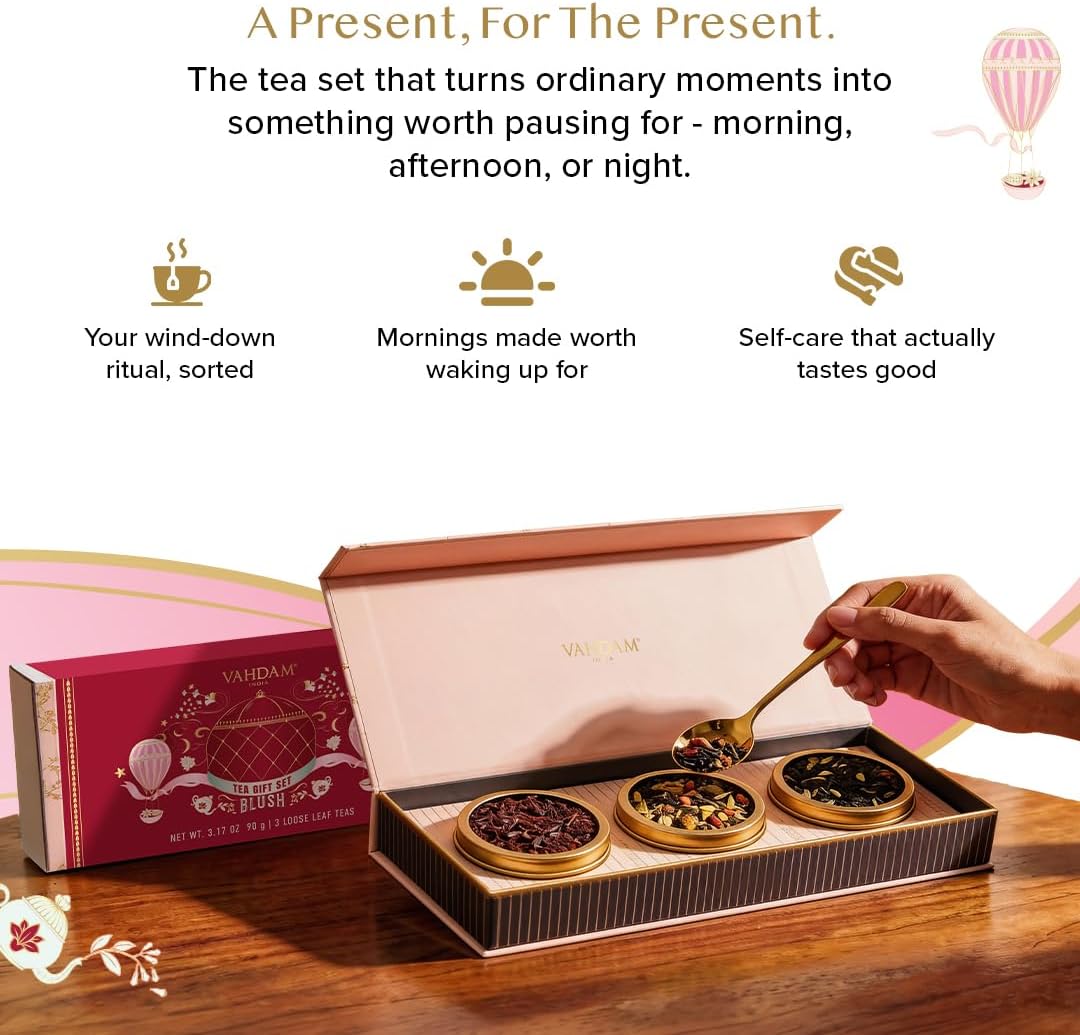 Thumbnail 4 de VAHDAM, BLUSH – Coffret cadeau de thés assortis de qualité supérieure (3 thés en vrac, 90 g)
