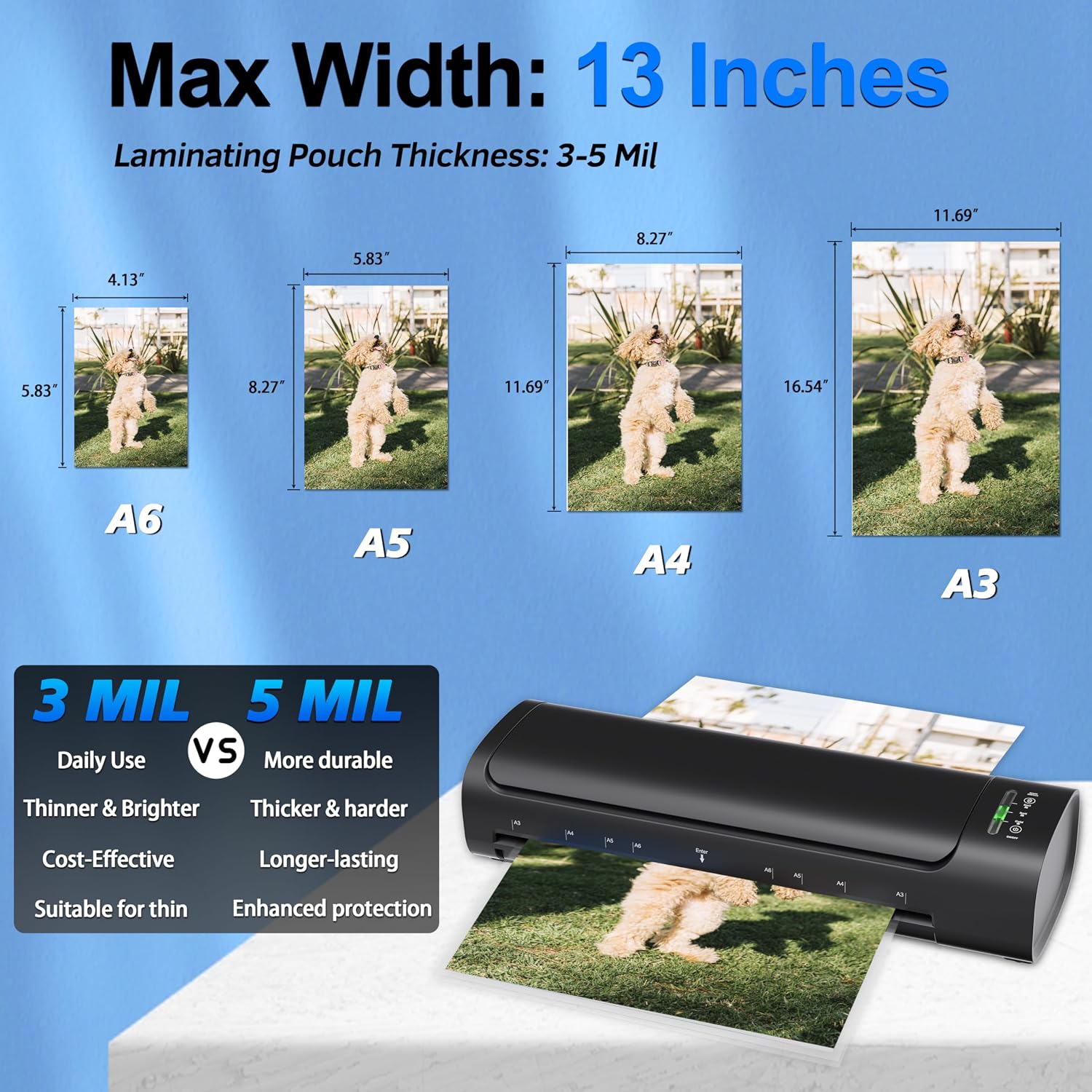Thumbnail 6 de Elysine 13-Inch Laminator, A3 Hot and Cold, 60-Second Warm-Up