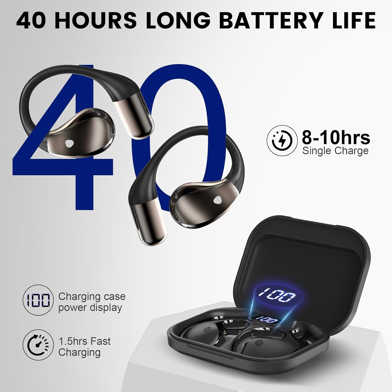 Thumbnail 5 de 2026 Cuffie Open Ear: Auricolari Sportivi Bluetooth 6.0 con Gancio Morbido e Controllo Tattile