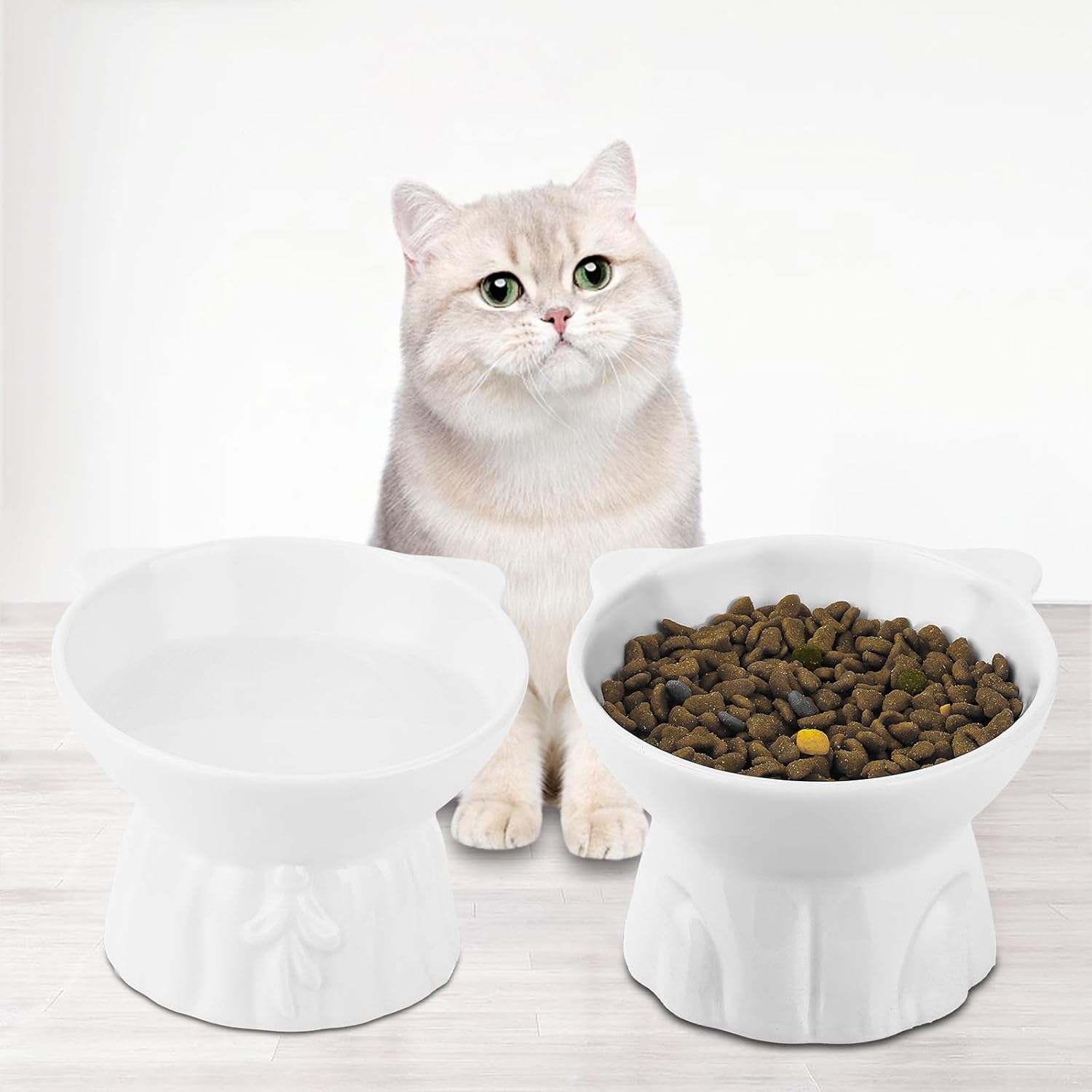 Thumbnail 6 de Ceramic Elevated Cat Bowls 2-piece raised set 🐱