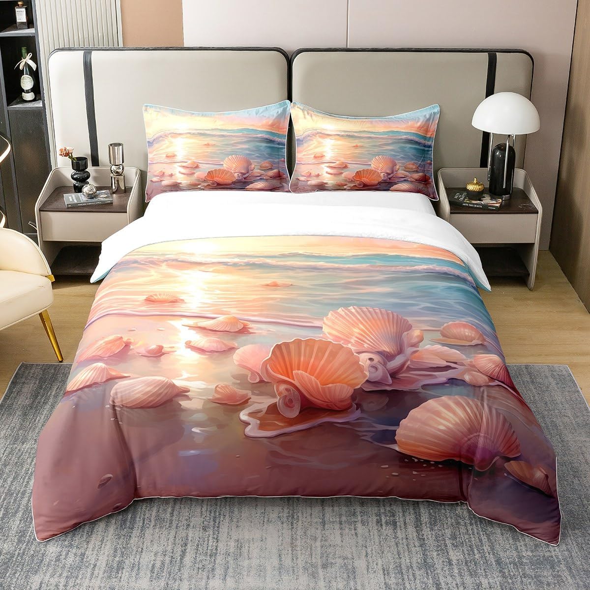 Thumbnail 6 de Goldene Damast Bettbezug aus 100% Bio-Baumwolle – Exotischer Floral Druck, 135x200 cm, inkl. Kopfkissenbezug 80x80 cm | Homewish