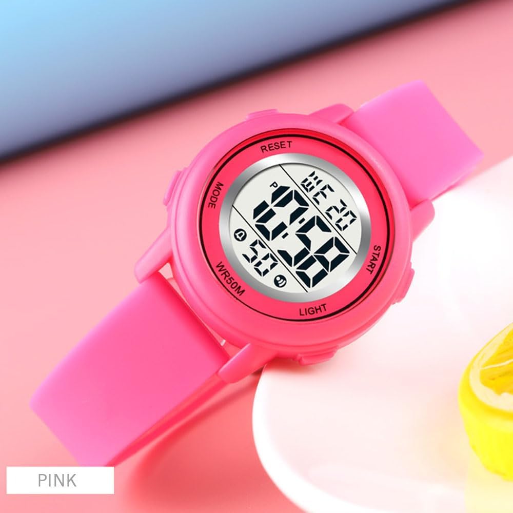 Detalle de Findtime Digitaluhr Damen – Wasserdicht, LED-Gesamtanzeige, Weiches Gummiarmband