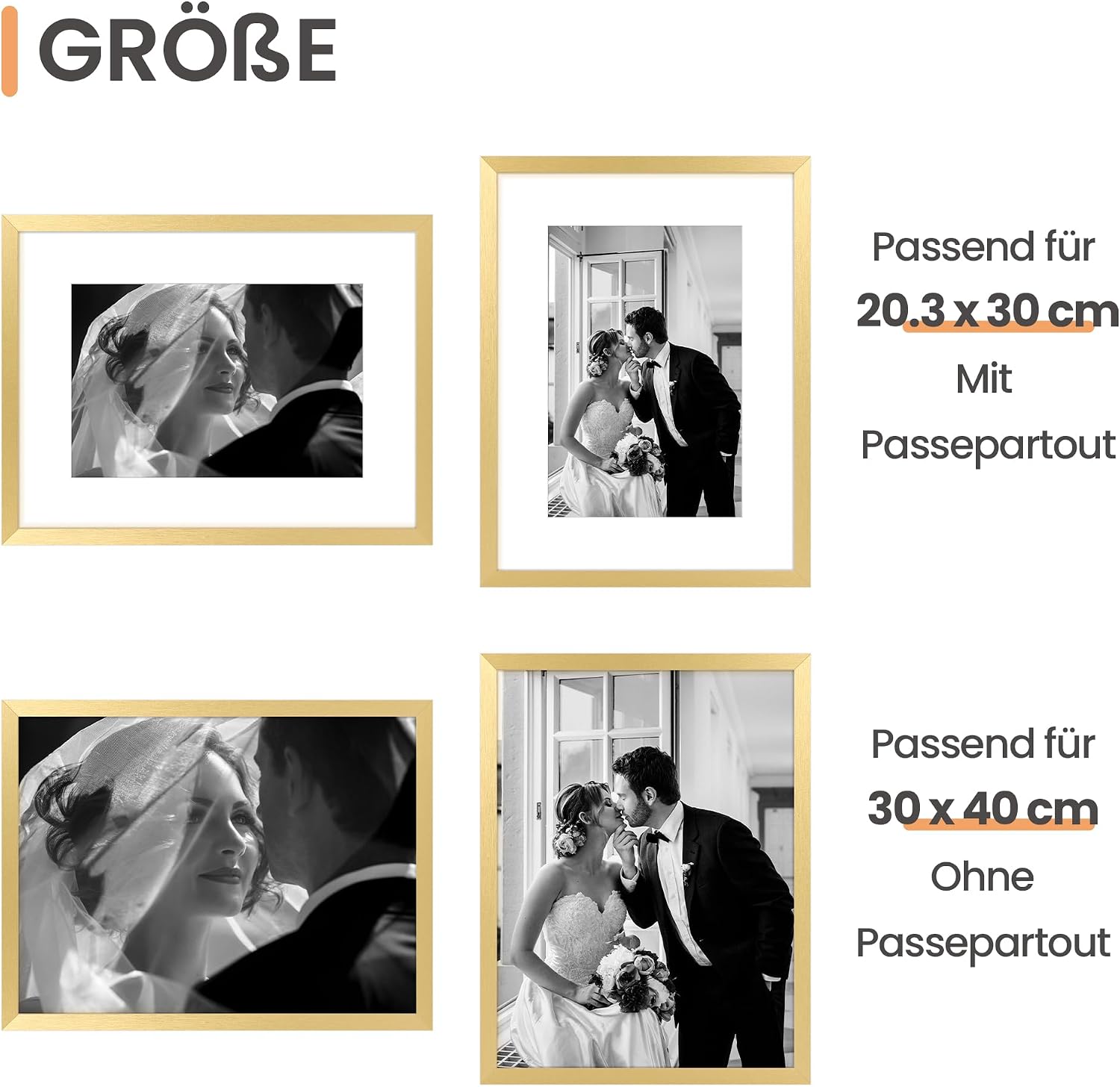 Thumbnail 2 de upsimples 3er-Pack Bilderrahmen 30x40 cm, Gold – zeitloser Rahmen für Fotos, Poster und Kunst