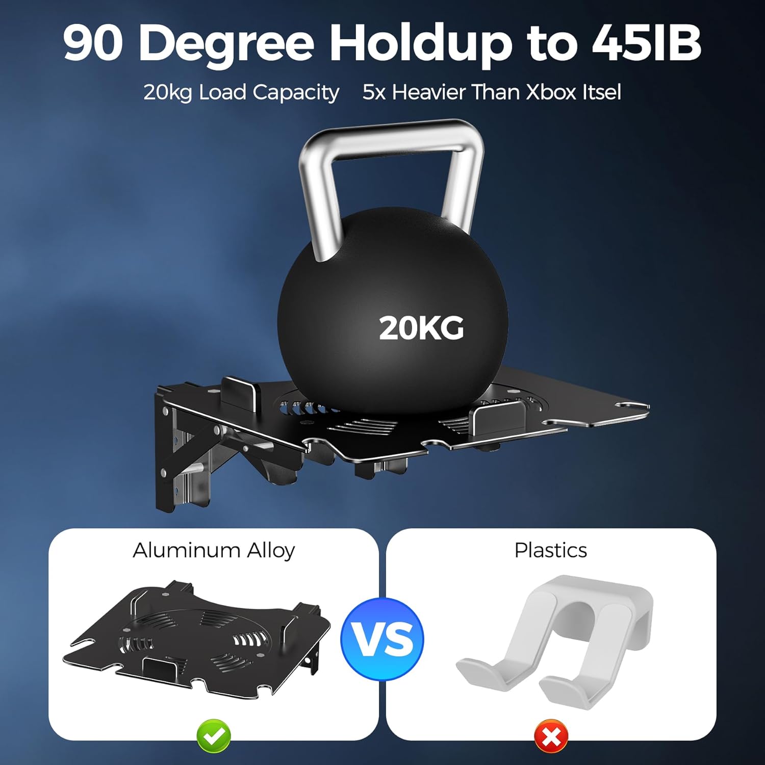 Thumbnail 5 de Bricok Wall Mount for Xbox Series X with Cooling Vent – Foldable Aluminium Holder with Controller Storage