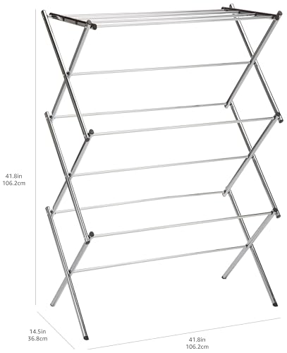 Thumbnail 5 de Amazon Basics Stendibiancheria per interni pieghevole a fisarmonica in acciaio cromato – 74,9 x 36,8 x 106,2 cm
