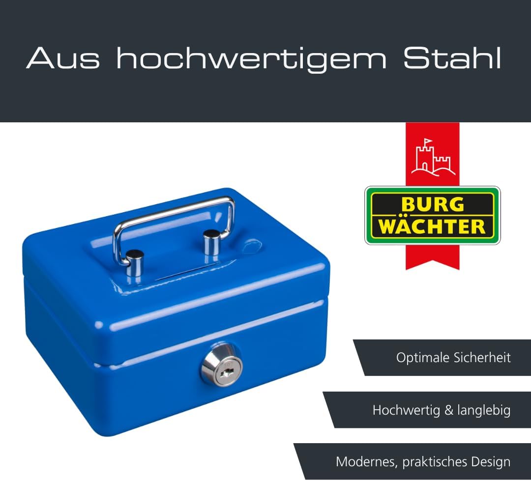 Thumbnail 2 de BURG-WÄCHTER Geldkassette Money 5012 abschließbar mit Schlüssel, Einwurfschlitz und Hartgeldeinsatz, blau