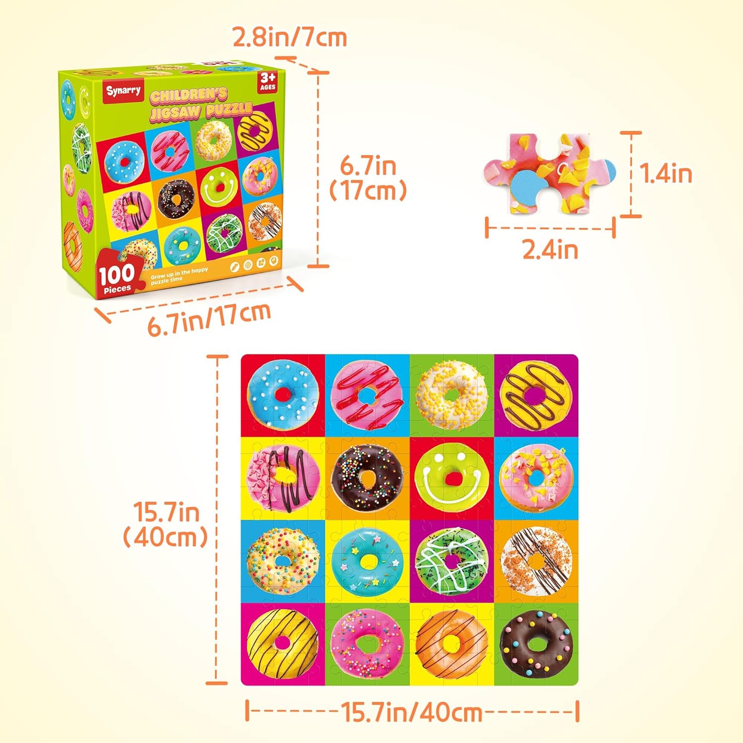 Thumbnail 5 de SYNARRY 100-Piece Wooden Donut Puzzle for Kids 🎲
