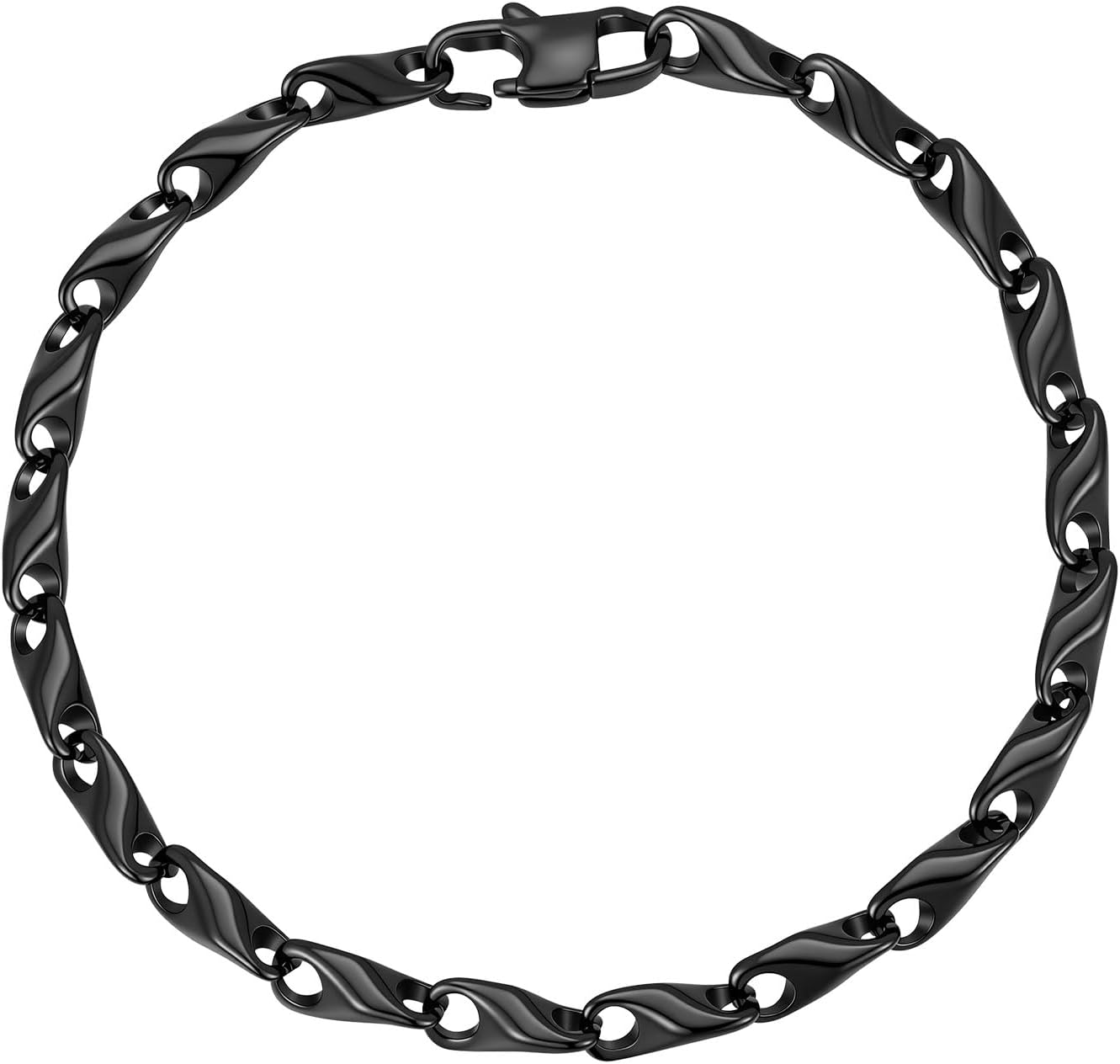 Detalle de XUANPAI Herren Armband Weizenkette Edelstahl – Gold Vergoldet / Silber / Schwarz, 4 oder 5 mm, Größen 19–23 cm