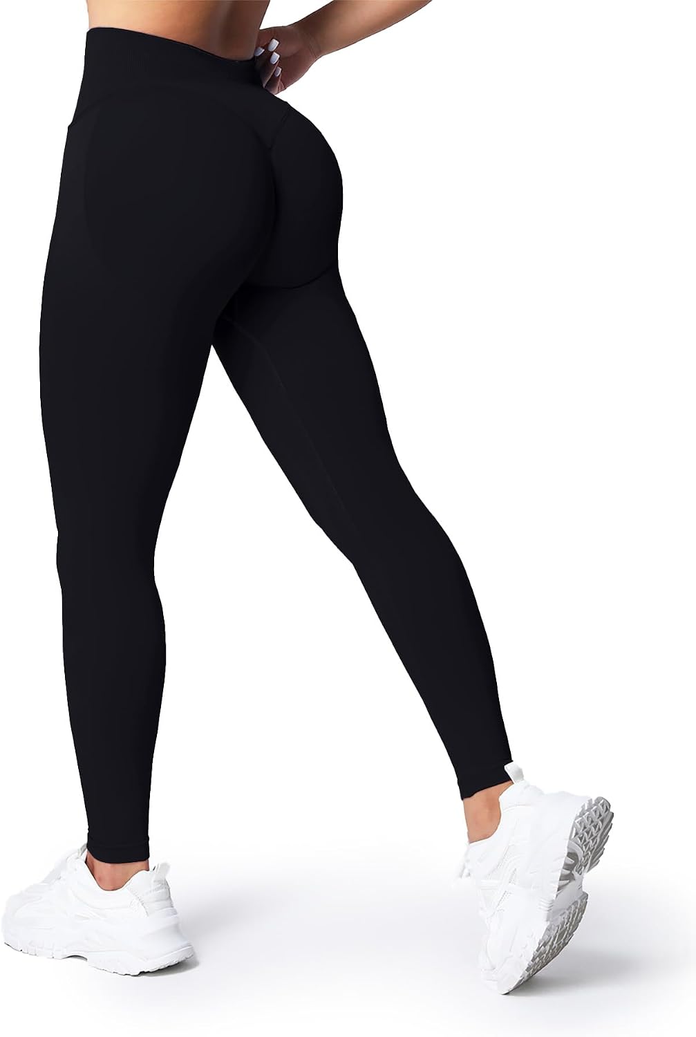 Detalle de Nlieanuc Leggins Sportivi Donna Push Up - Vita Media Scrunch: comfort e silhouette valorizzata