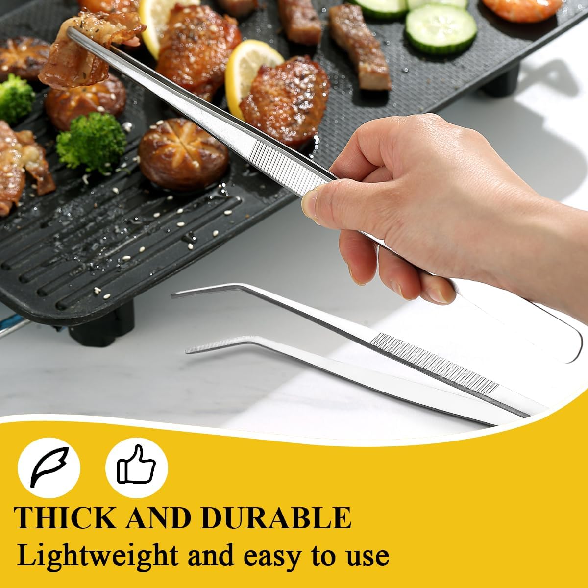 Detalle de Berglander Pinces de Cuisine 2 pièces 30,5 cm – Pinces à Grill en Acier Inoxydable Extra-longues