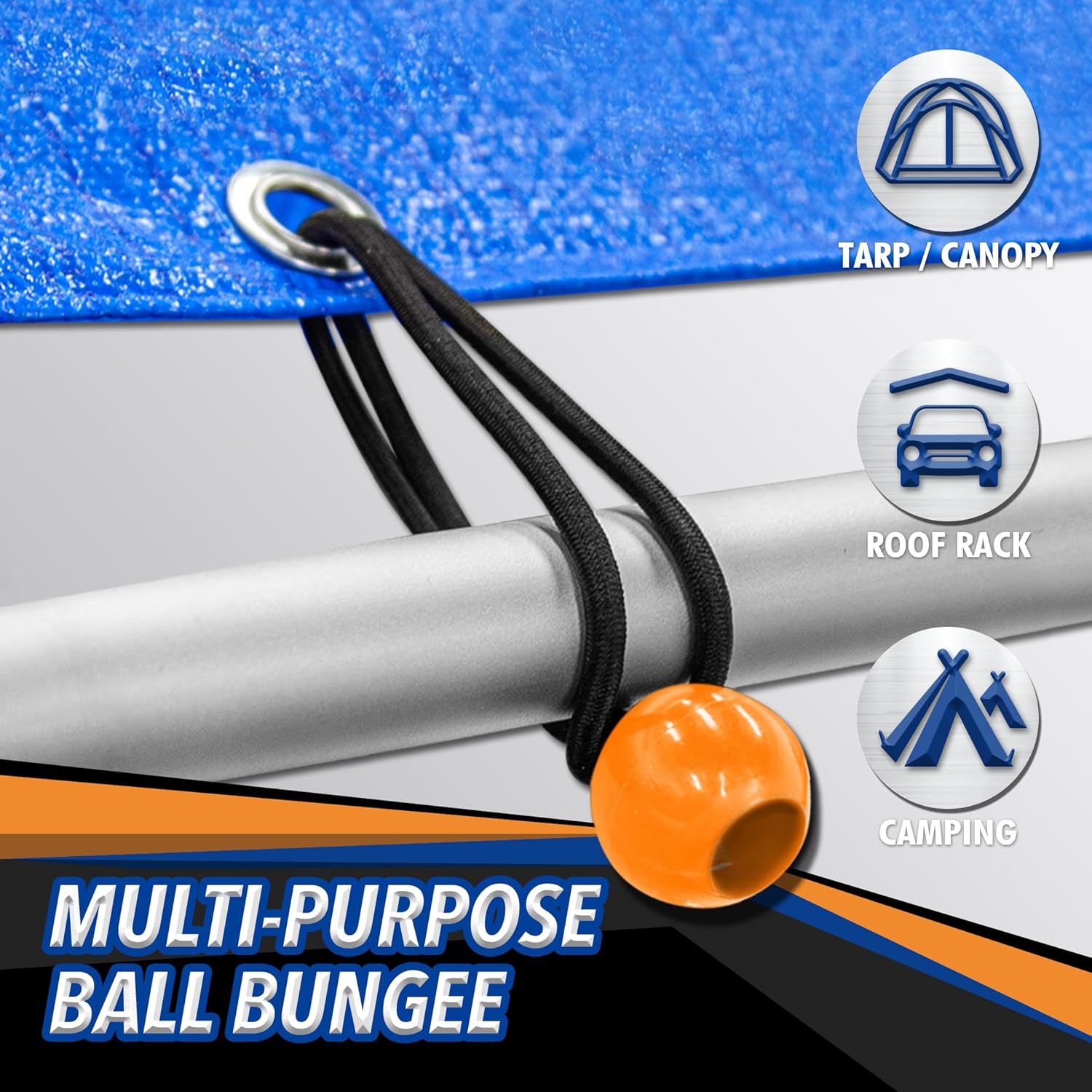 Thumbnail 4 de Cartman 32-Piece Bungee Cords Assortment Jar (with Canopy Ties & Tarp Clips)