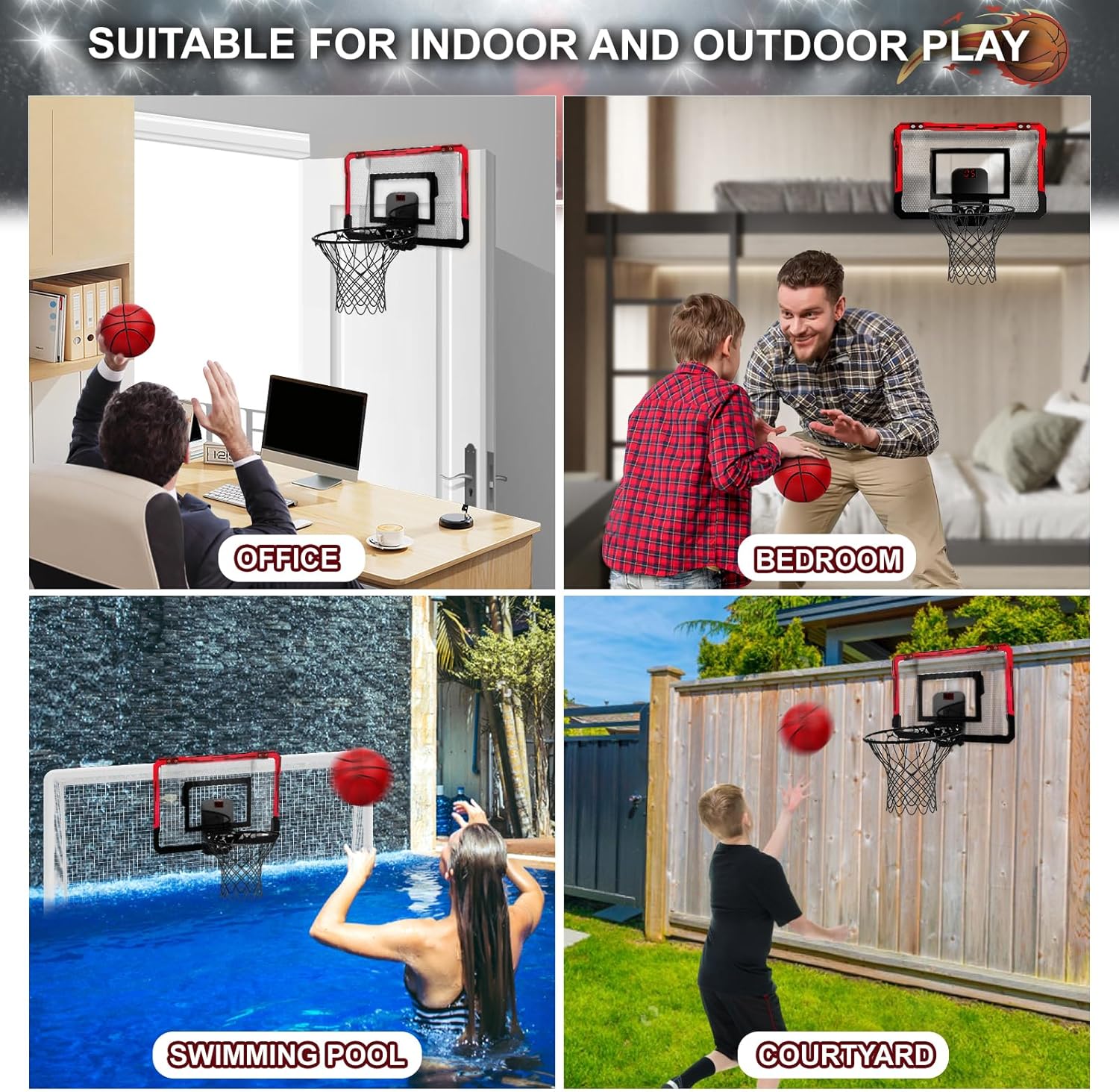 Thumbnail 5 de YIMORE Indoor Mini Basketball Hoop with Electronic Scoring