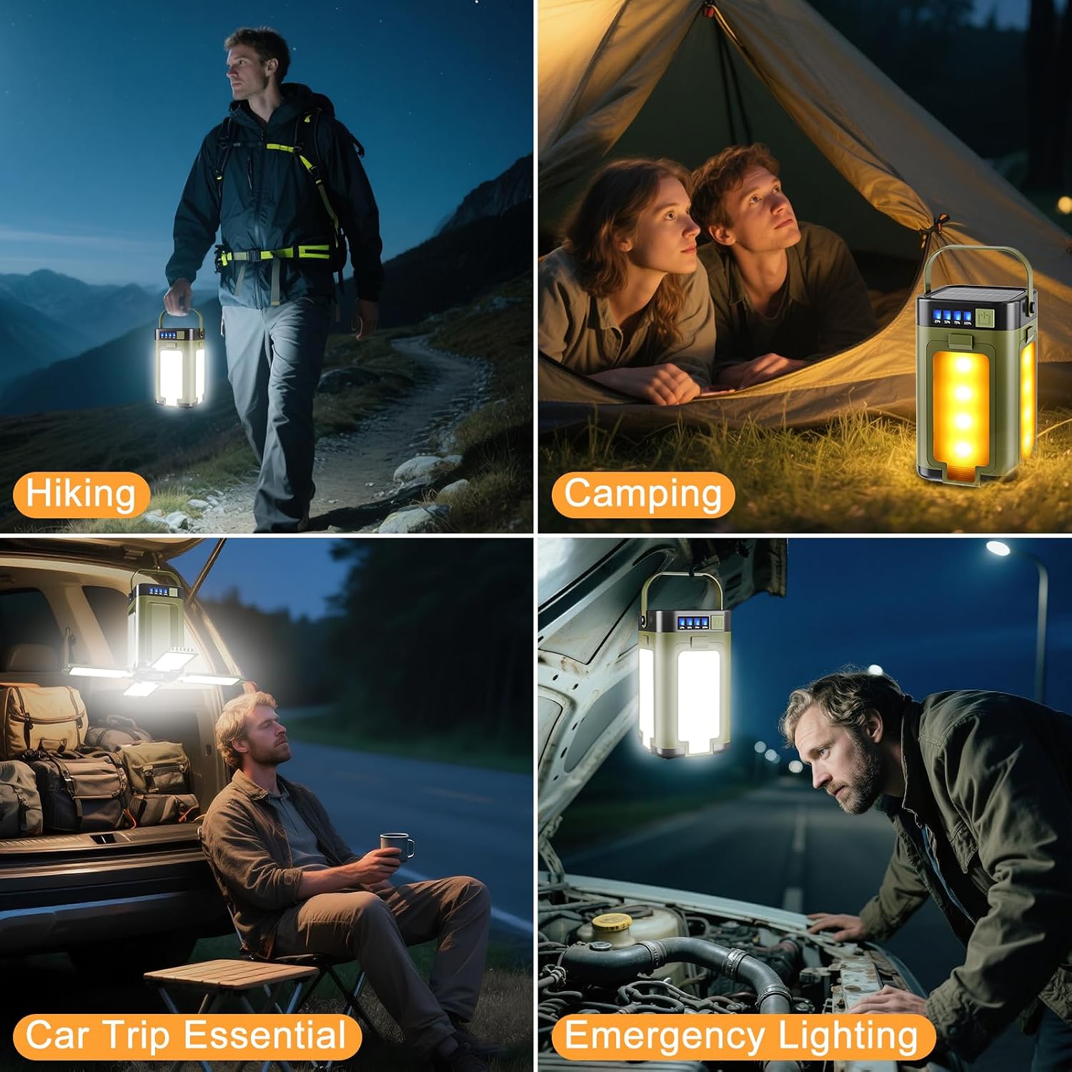 Thumbnail 6 de Solar Camping Lights Rechargeable 2000 mAh LED Lantern with 6 Modes