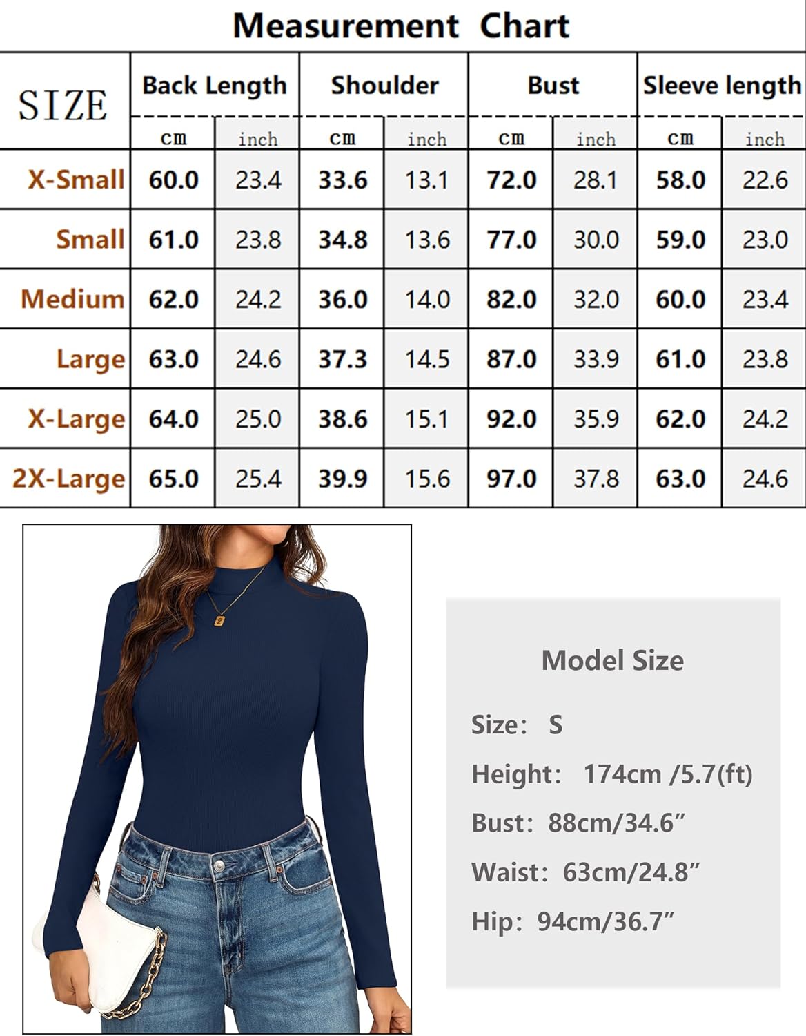 Thumbnail 5 de Aottori Haut Thermique Femme à col roulé manches longues, t-shirt thermique en maille côtelée