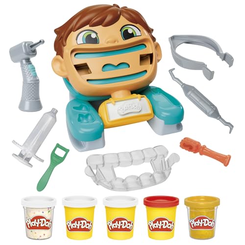 Detalle de Play-Doh Dentista de la diversión con 7 accesorios y 5 botes de plastilina