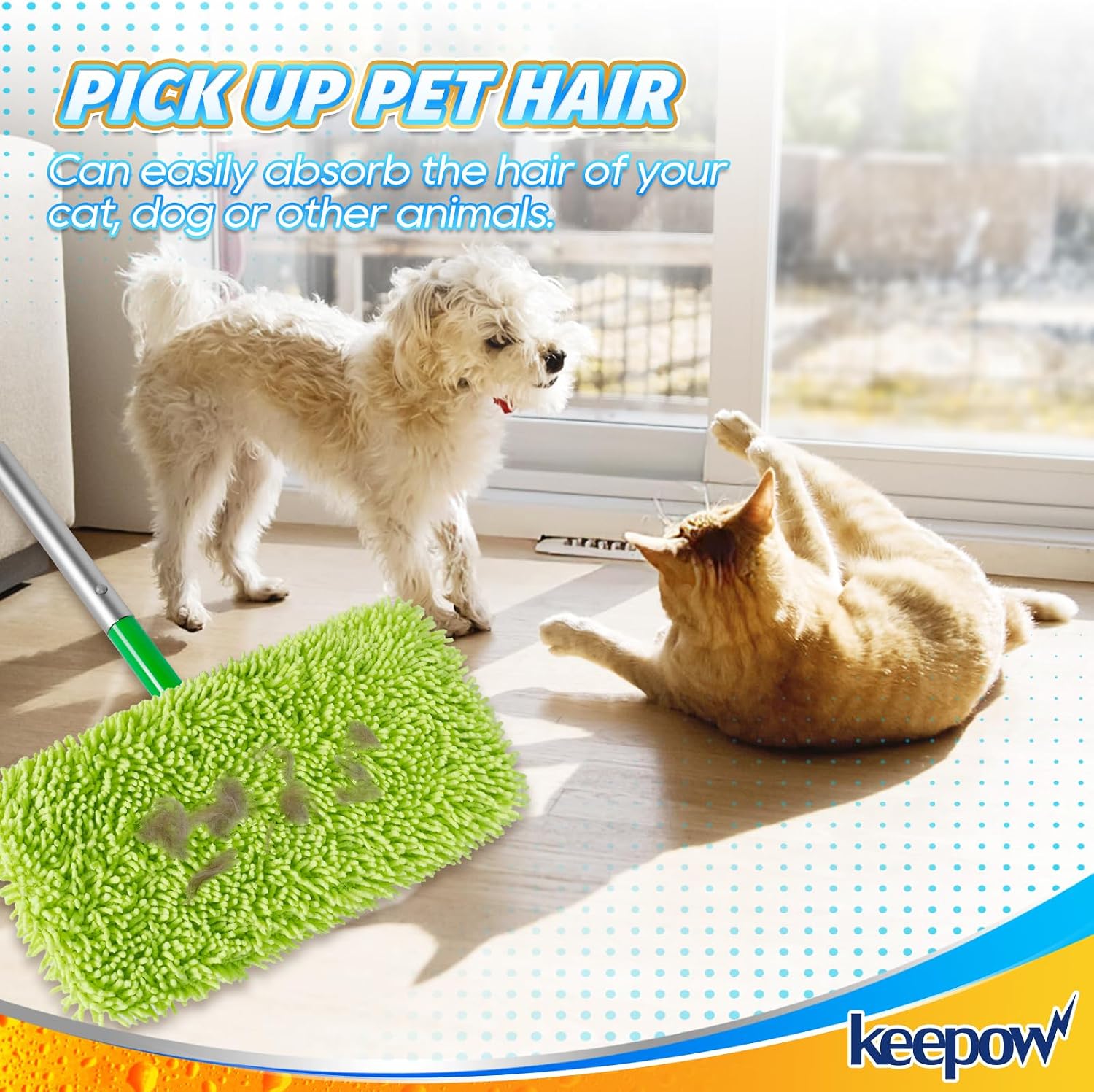 Detalle 2 de KEEPOW Reusable Microfibre Mop Pads, Washable Wet and Dry, 2-Pack