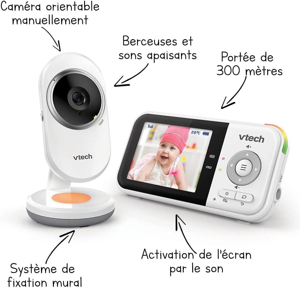 Thumbnail 1 de Vtech BM3254 Babyphone mit Kamera – 2,8-Zoll-Farbdisplay, lange Reichweite und beruhigende Funktionen (DE-Version)