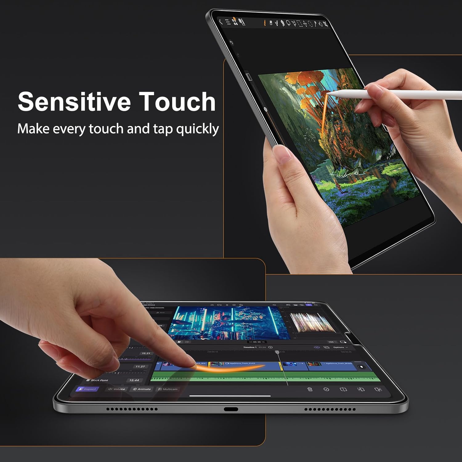 Detalle de SPARIN 2 Stück Panzer Schutz Glas für iPad Pro 13 Zoll M5 (2025) / M4 (2024) – HD-Klar, 9H, Auto-Installation