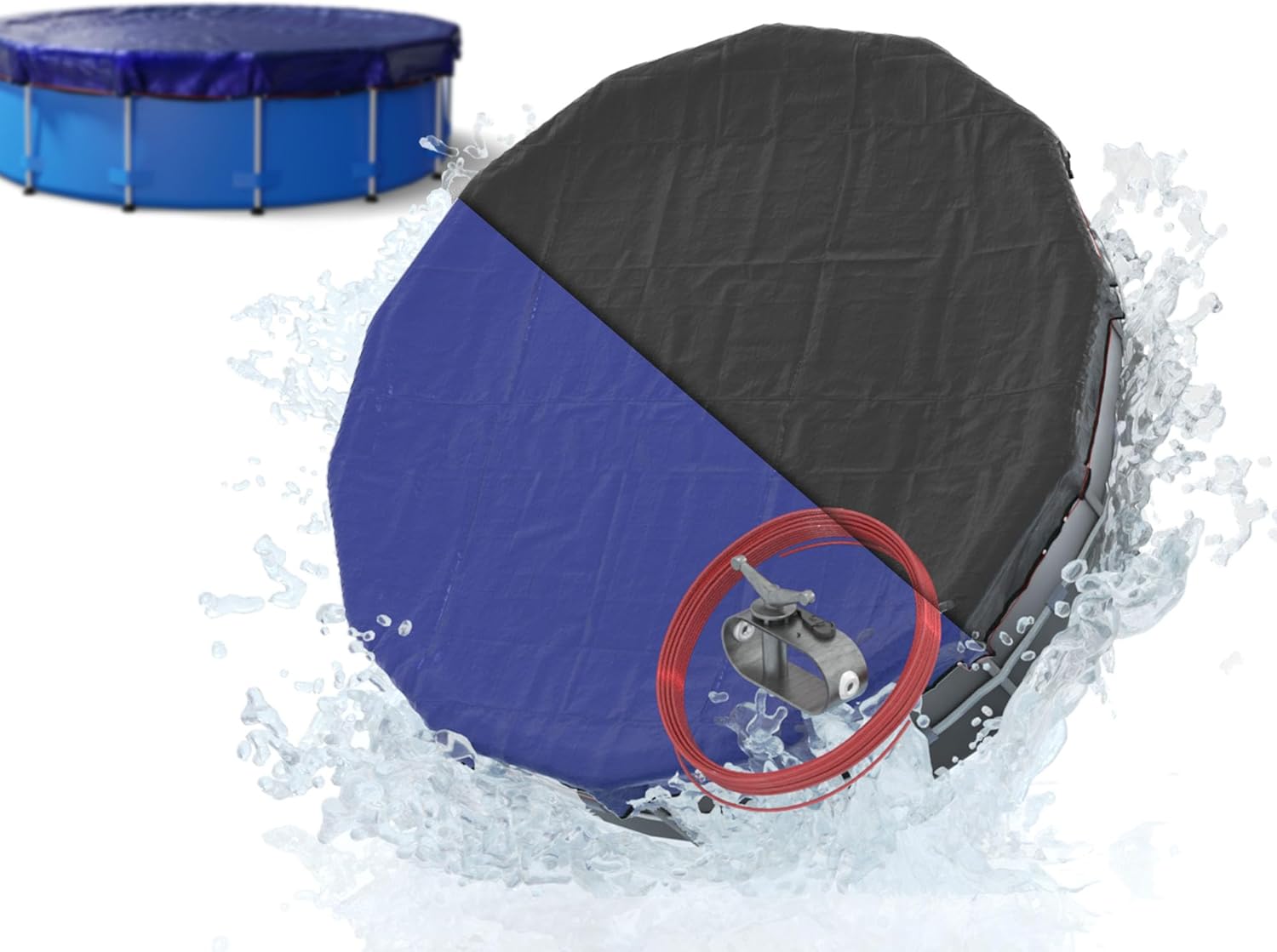 Planenfux Copertura invernale per piscine rotonde Ø 396 cm (366–400 cm) 2-in-1 in PE da 200 g/m²