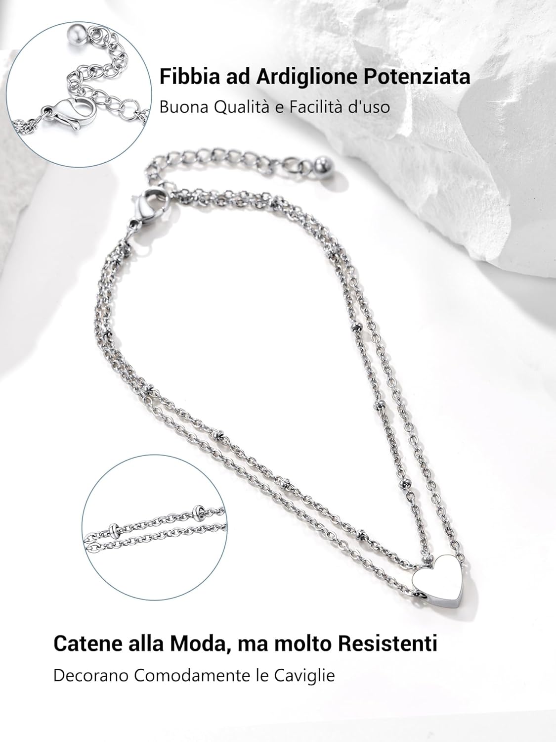 Thumbnail 3 de PROSTEEL Cavigliera Creativa Manette a Catena Regolabile: stile minimale in acciaio per l’estate