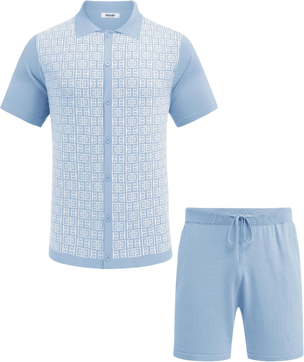 Thumbnail 5 de COOFANDY Men's 2 Piece Vintage Knit Polo & Beach Shorts Set