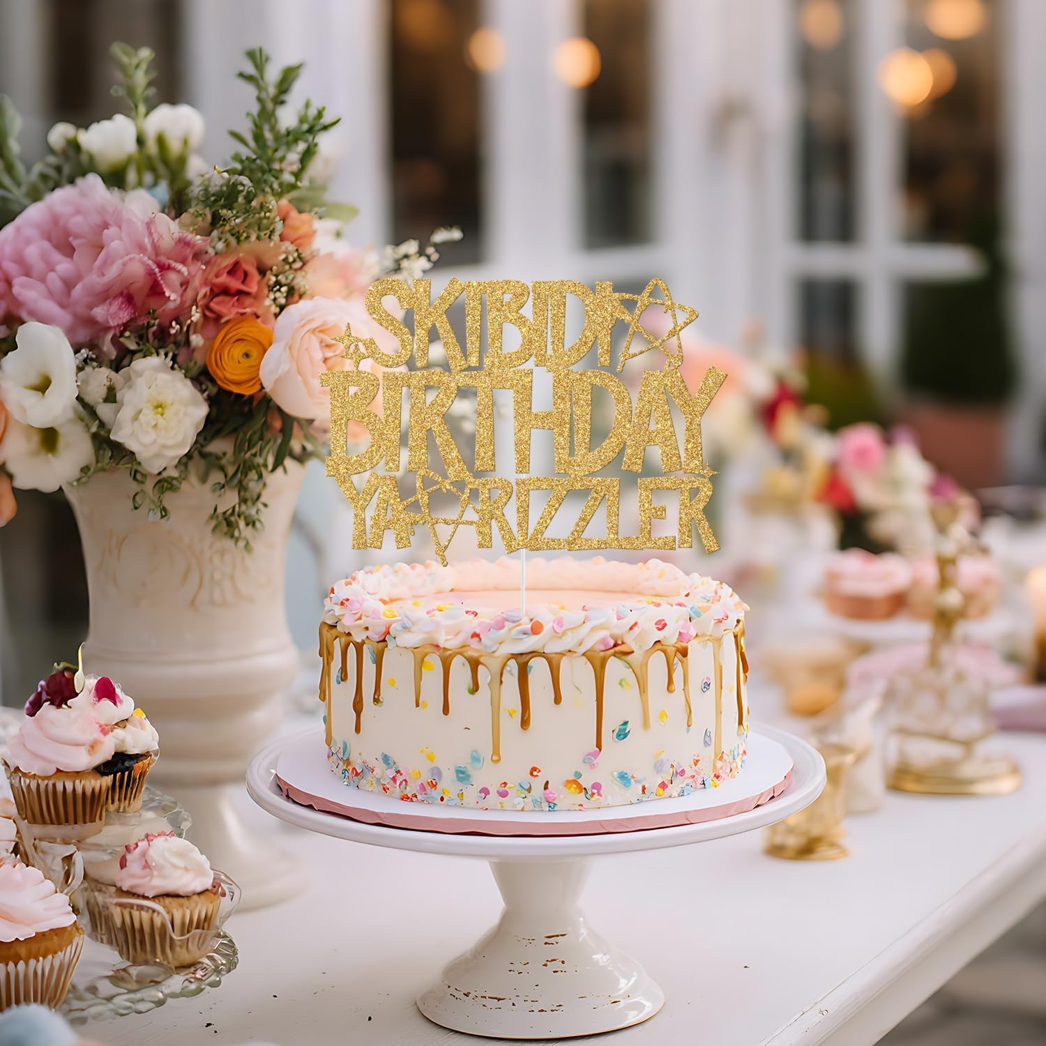 Thumbnail 3 de Skibidi Birthday Ya Rizzler Cake Topper, Gold Glitter