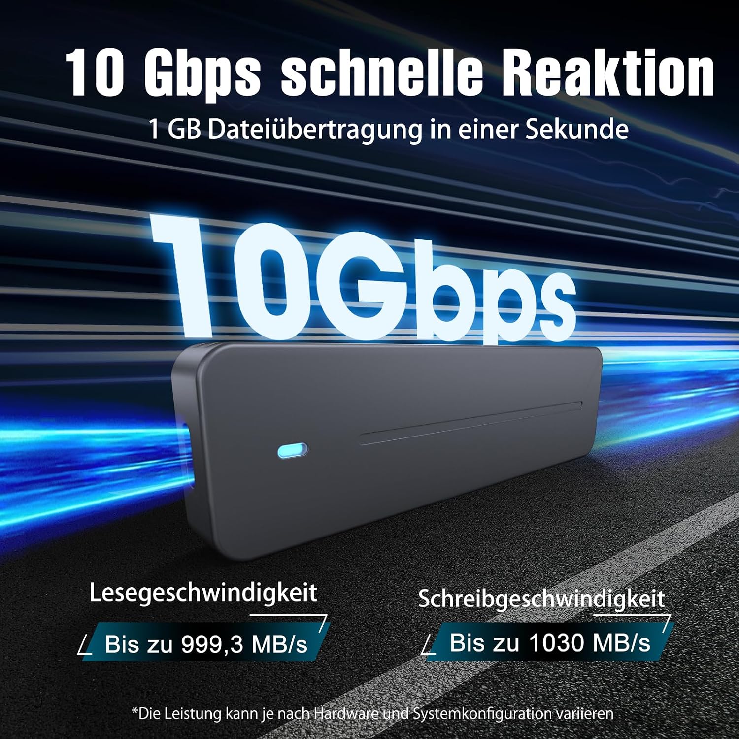 Detalle de VCOM M.2 NVMe/SATA SSD Gehäuse – 10 Gbps USB-C Adapter mit Kühlkissen, Aluminium, M-Key/M+B-Key, 2230–2280