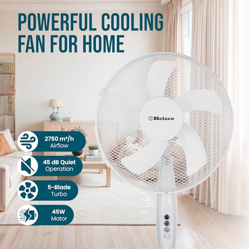 Detalle de Belaco 16 Inch Pedestal Fan with Oscillation and Adjustable Height