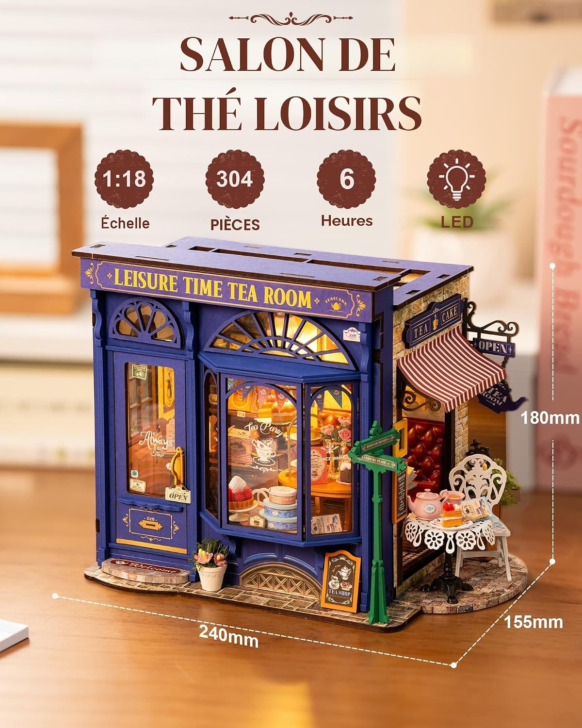 Detalle de Rolife Maison de poupée DIY – Salle de thé Kit lumineux