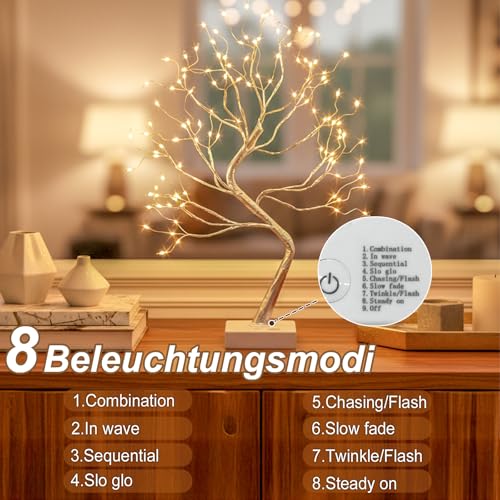 Detalle de Delichter Lichterbaum Lichterzweige – 108 LEDs, USB/Batterie, 45 cm, 8 Lichtmodi