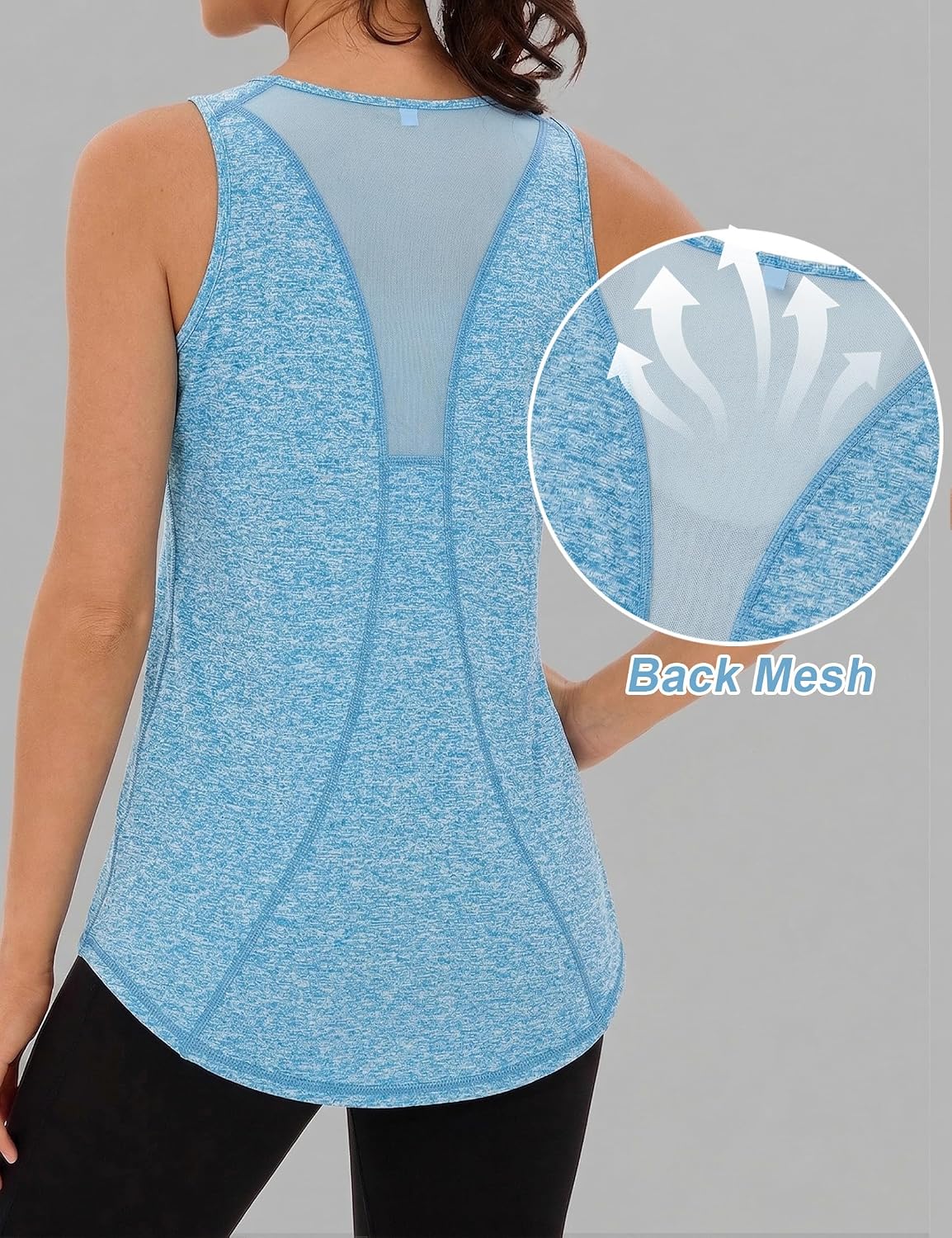 Detalle de Wayleb Canotte Sportive da Donna Yoga Top: Canotta in Rete Senza Maniche per Fitness e Yoga